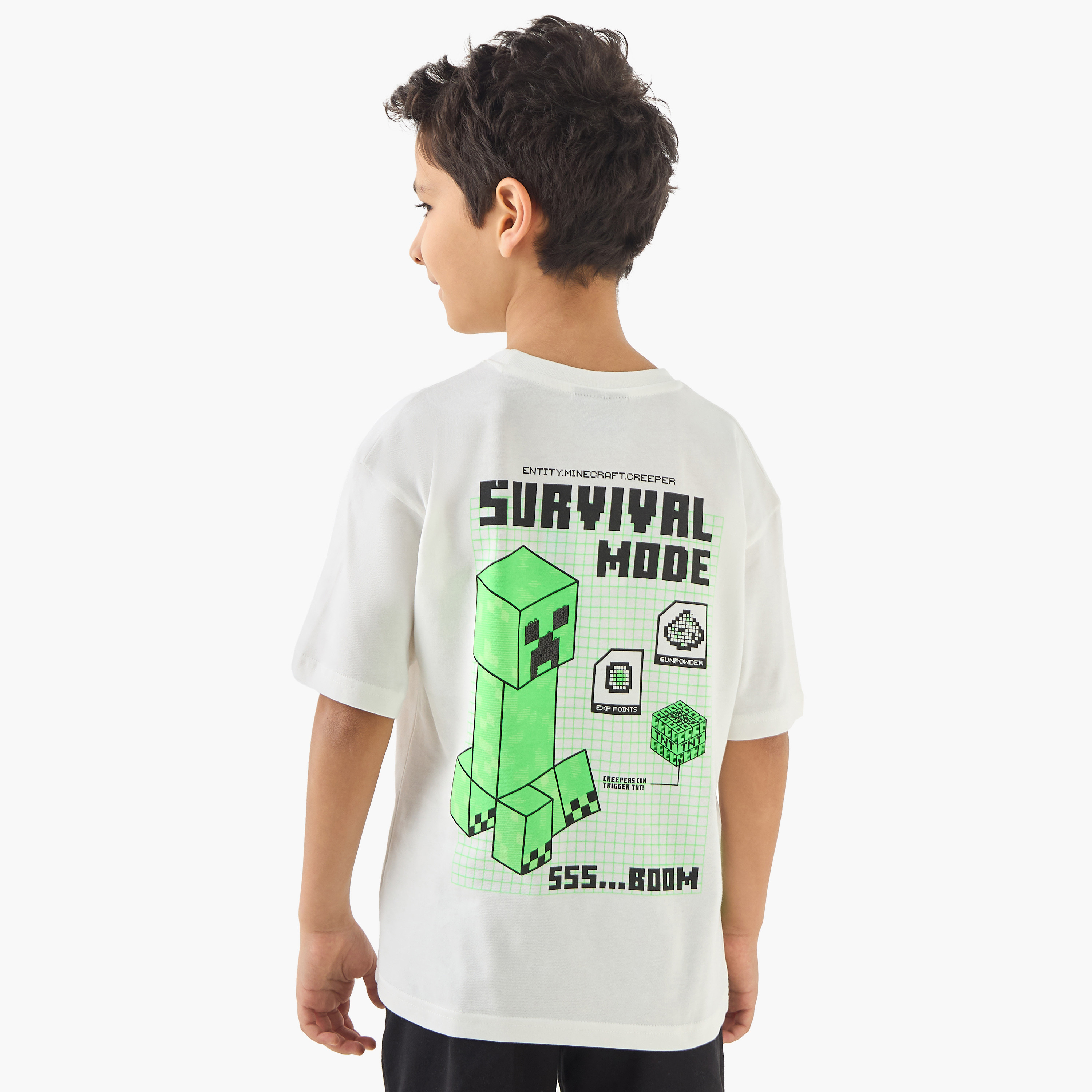 Minecraft Printed Crew Neck T-shirt with Short Sleeves-boys-clothing-tshirtsandpolos-image-1