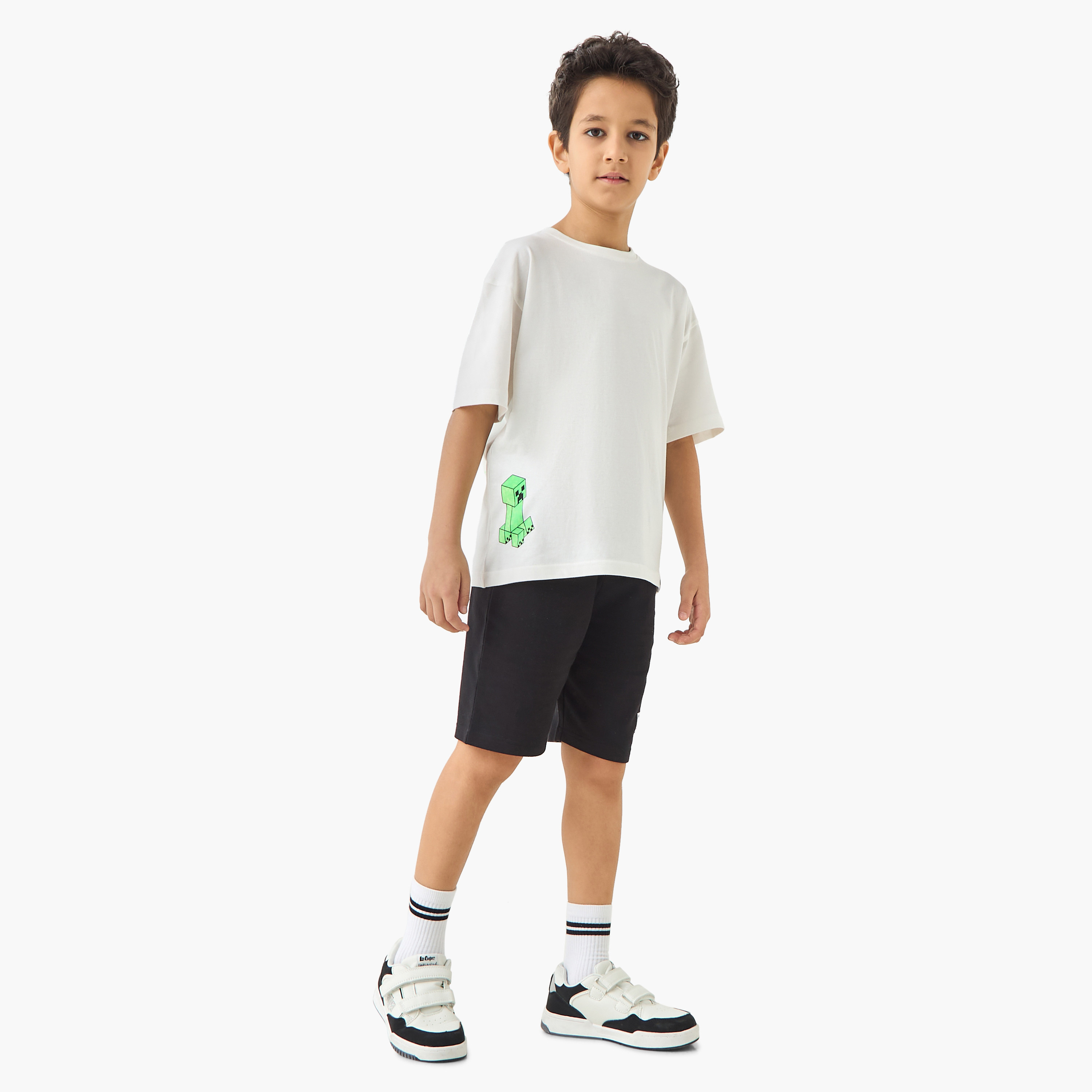 Minecraft Printed Crew Neck T-shirt with Short Sleeves-boys-clothing-tshirtsandpolos-image-2