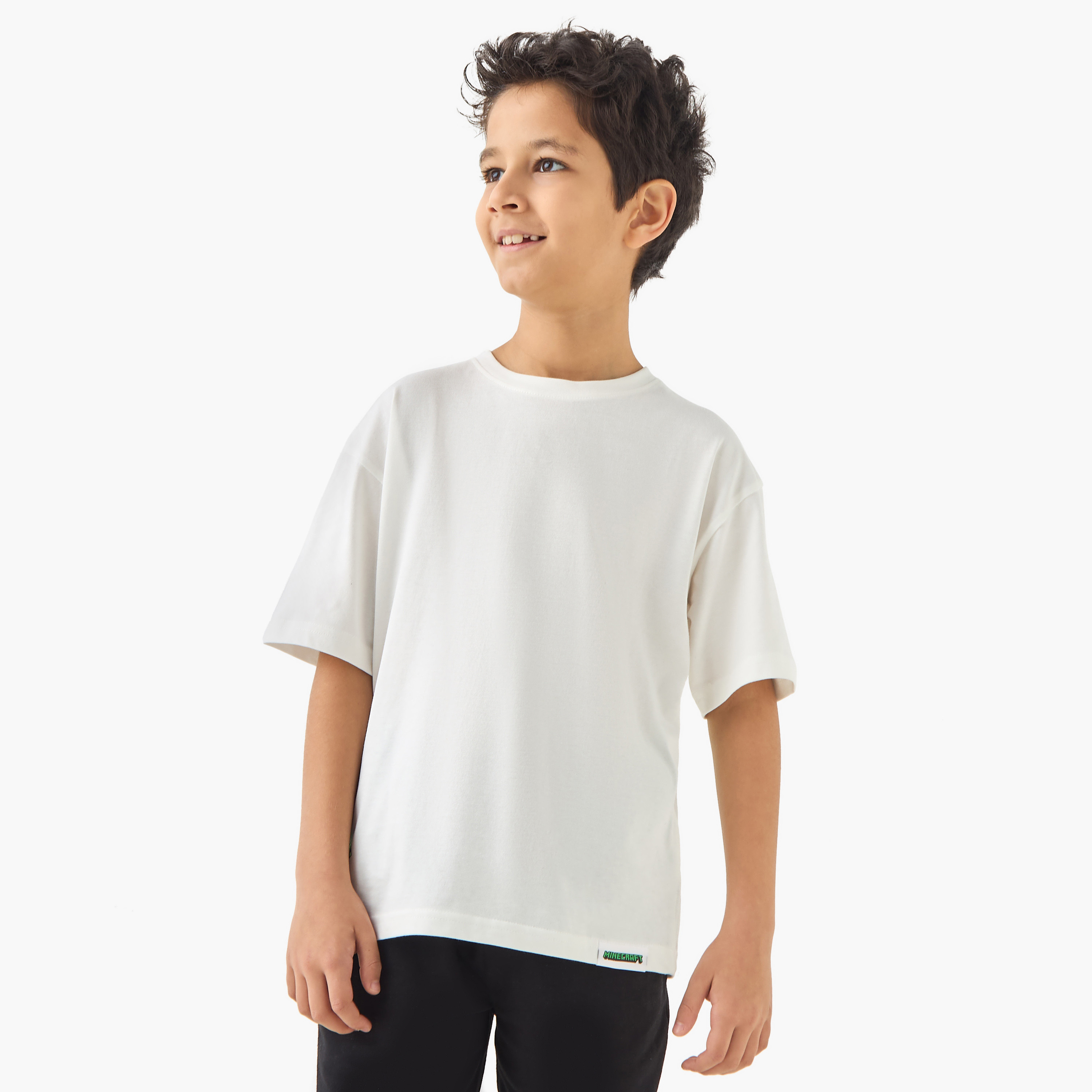 Minecraft Printed Crew Neck T-shirt with Short Sleeves-boys-clothing-tshirtsandpolos-image-3