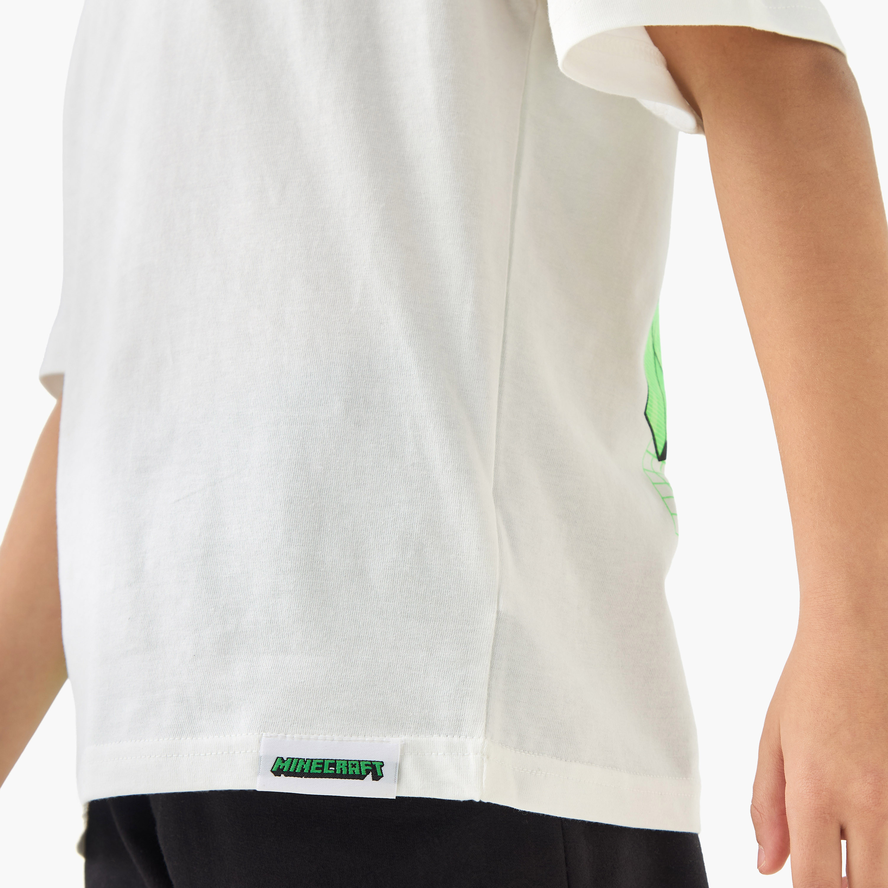 Minecraft Printed Crew Neck T-shirt with Short Sleeves-boys-clothing-tshirtsandpolos-image-4