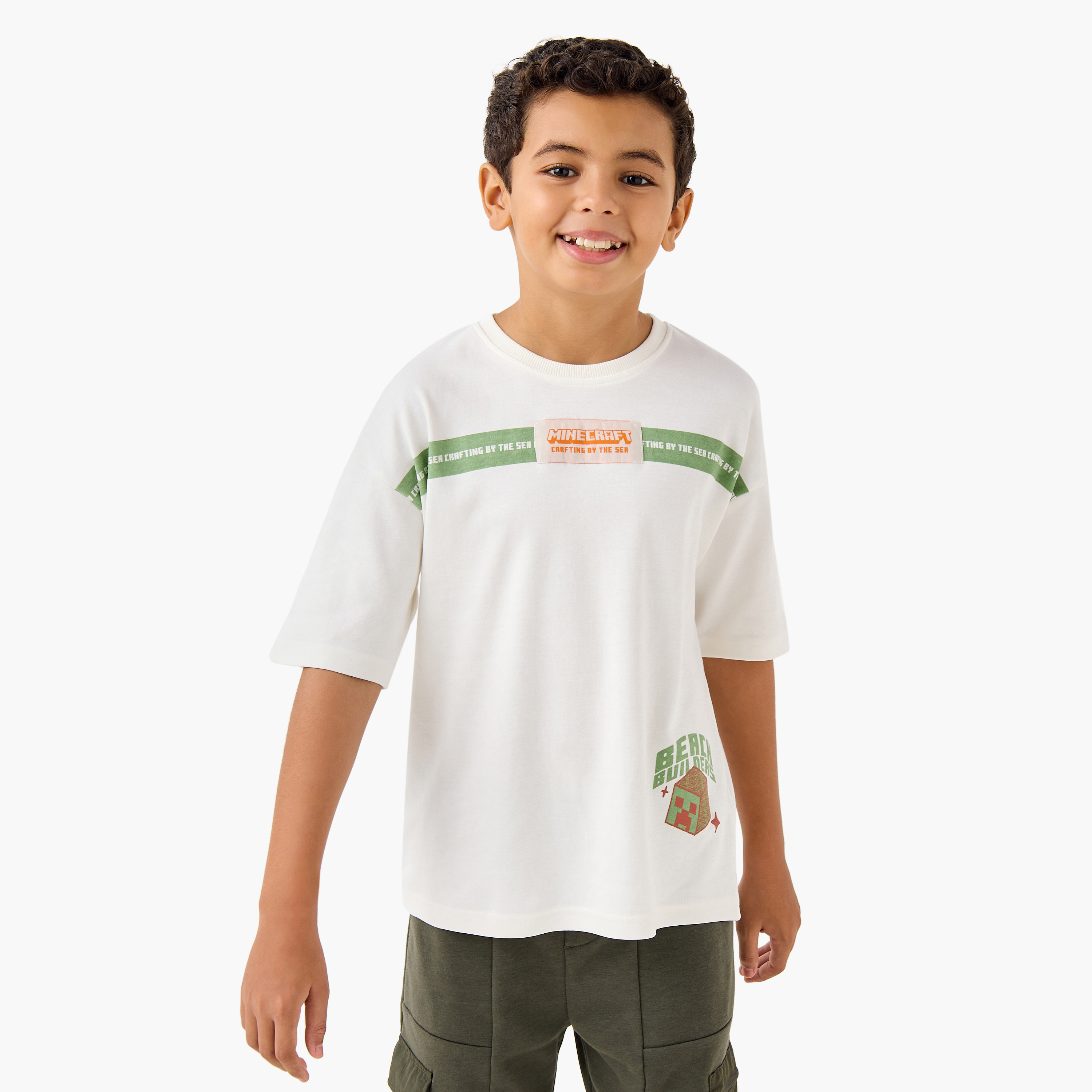 Minecraft Printed T-shirt with Short Sleeves-boys-clothing-tshirtsandpolos-image-1