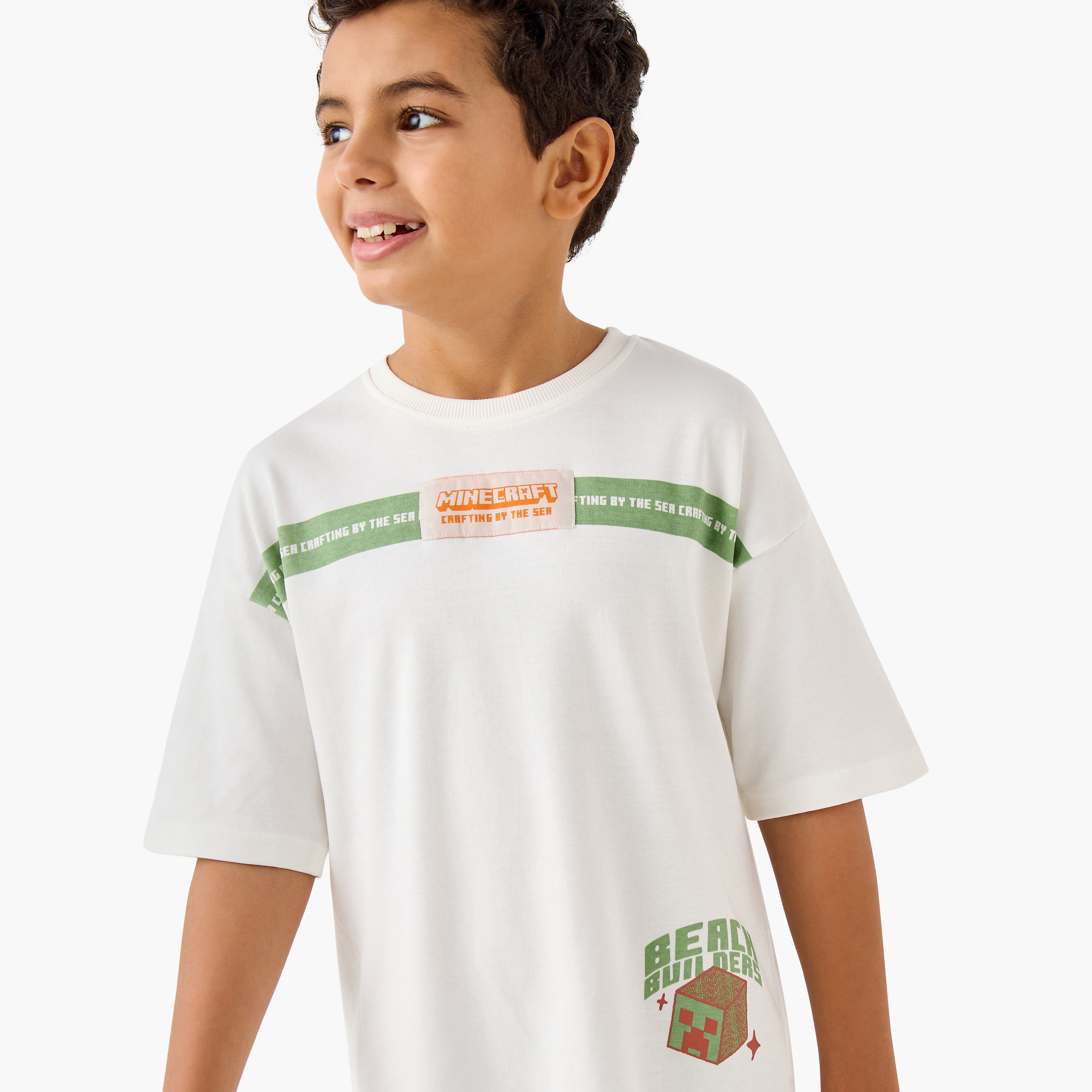 Minecraft Printed T-shirt with Short Sleeves-boys-clothing-tshirtsandpolos-image-4