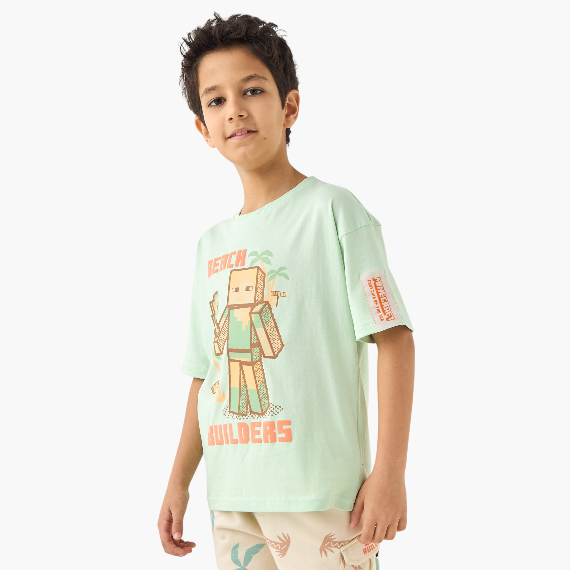 طقم تيشيرت وشورت بطبعات ماينكرافت-boys-clothing-setsandcoords-image-2