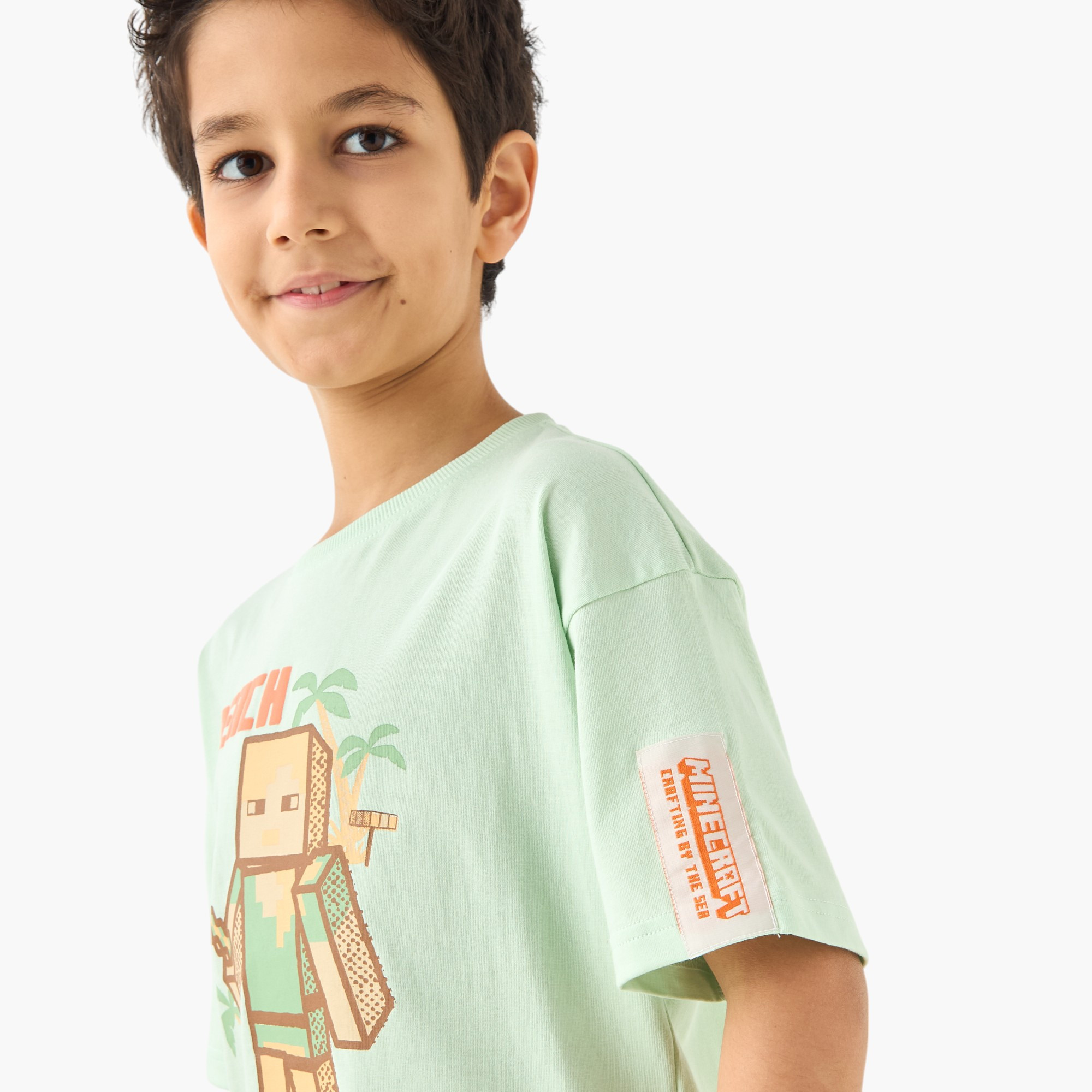طقم تيشيرت وشورت بطبعات ماينكرافت-boys-clothing-setsandcoords-image-5