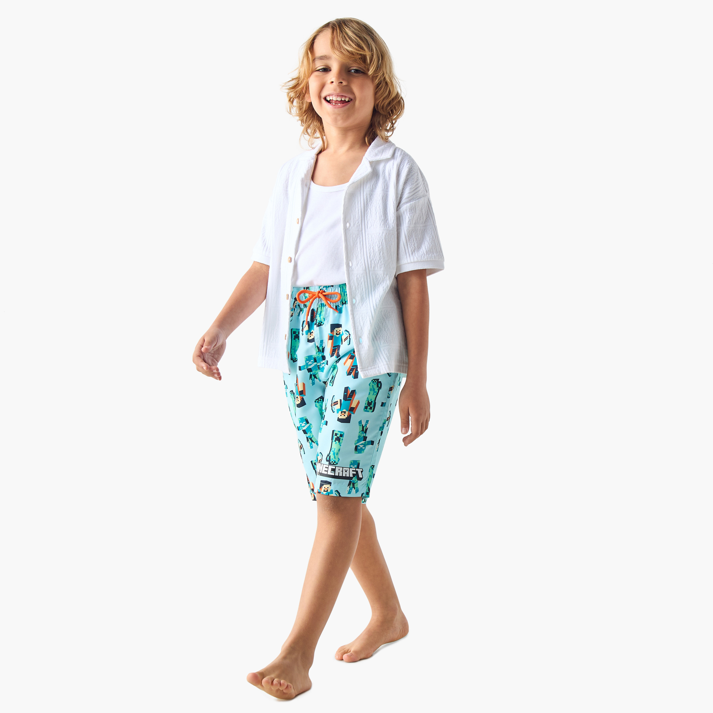 Minecraft Print Swim Shorts with Drawstring Closure-sports-boys-clothing-swimwear-image-2