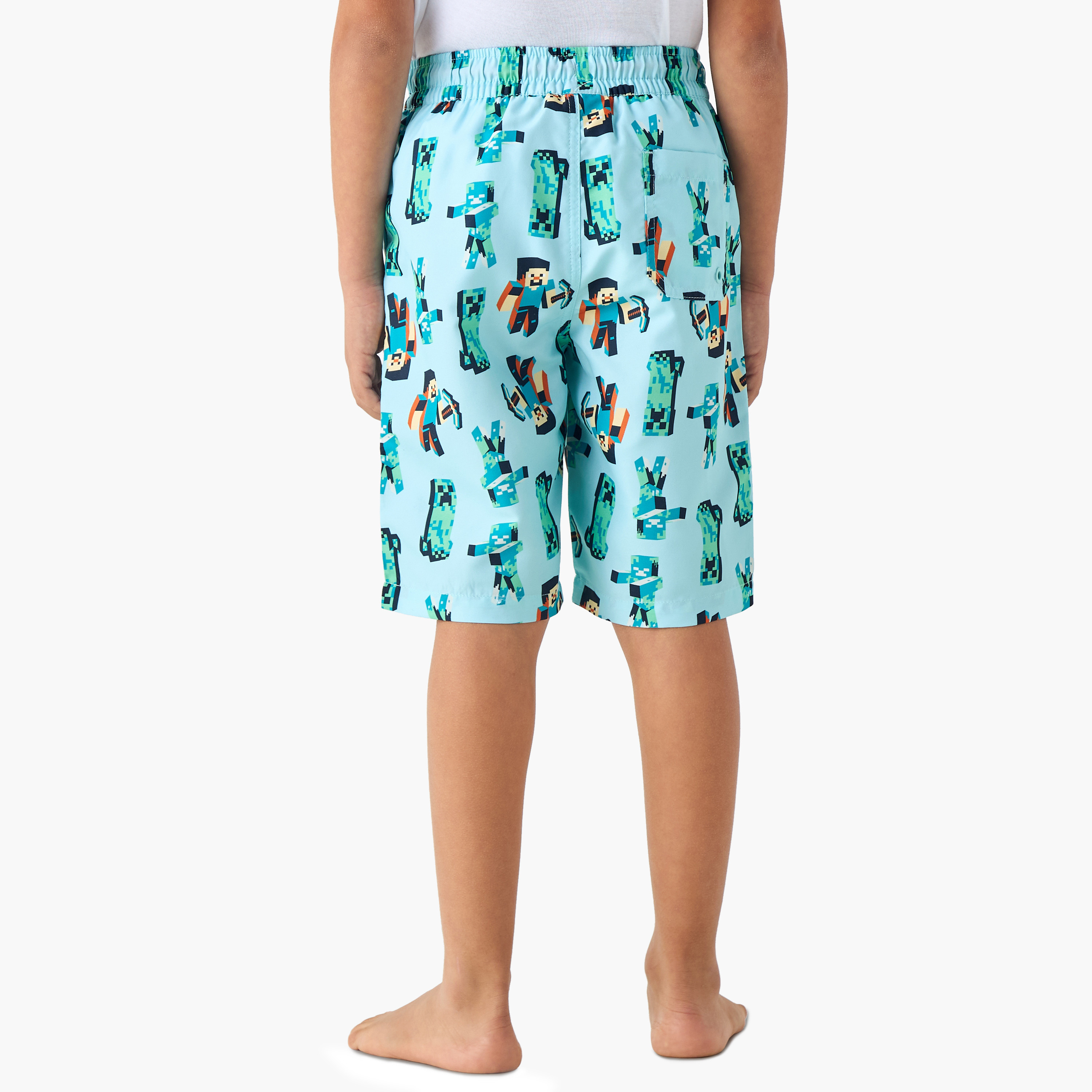 Minecraft Print Swim Shorts with Drawstring Closure-sports-boys-clothing-swimwear-image-3