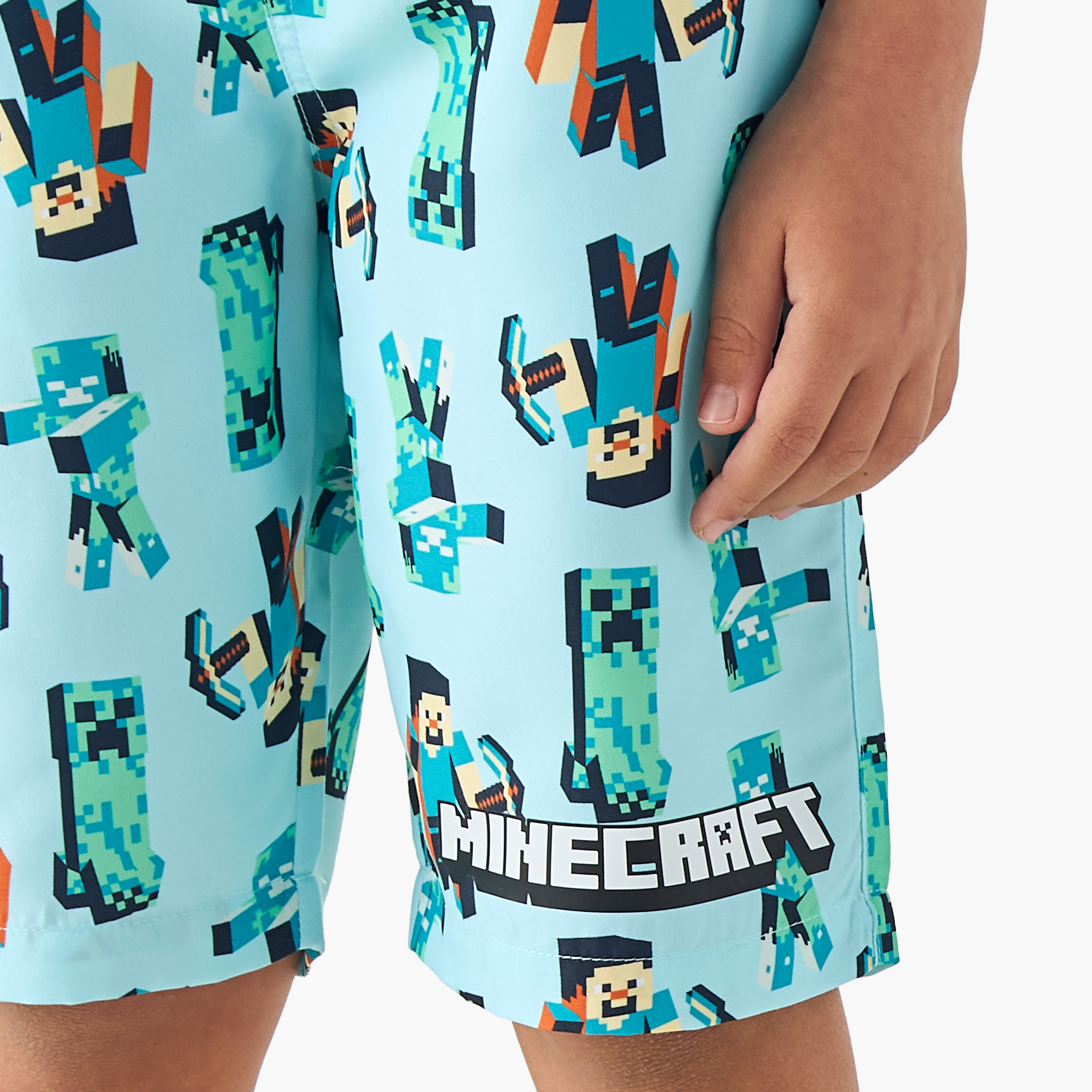 Minecraft Print Swim Shorts with Drawstring Closure-sports-boys-clothing-swimwear-image-4