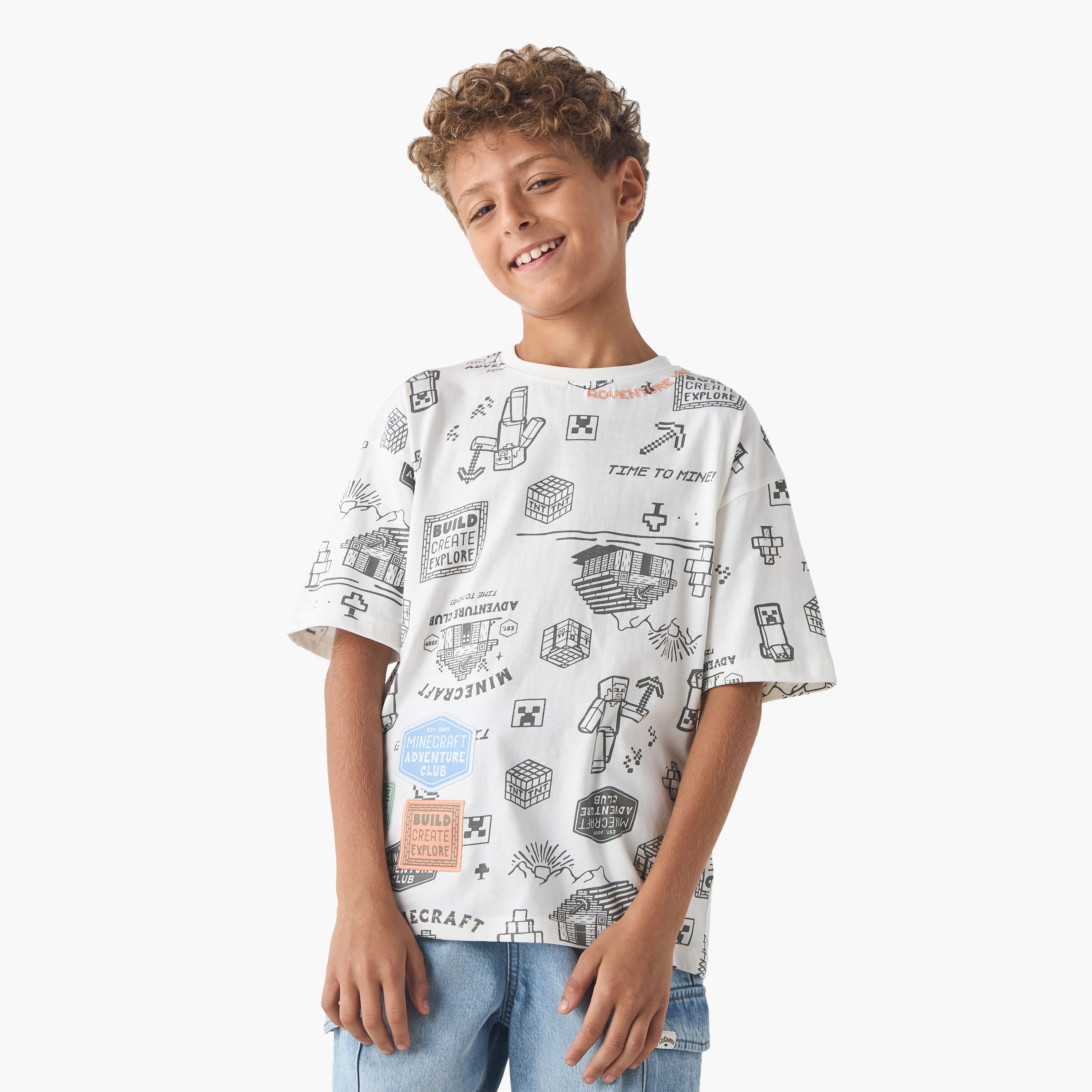Minecraft Printed T-shirt with Short Sleeves-boys-clothing-tshirtsandpolos-image-1