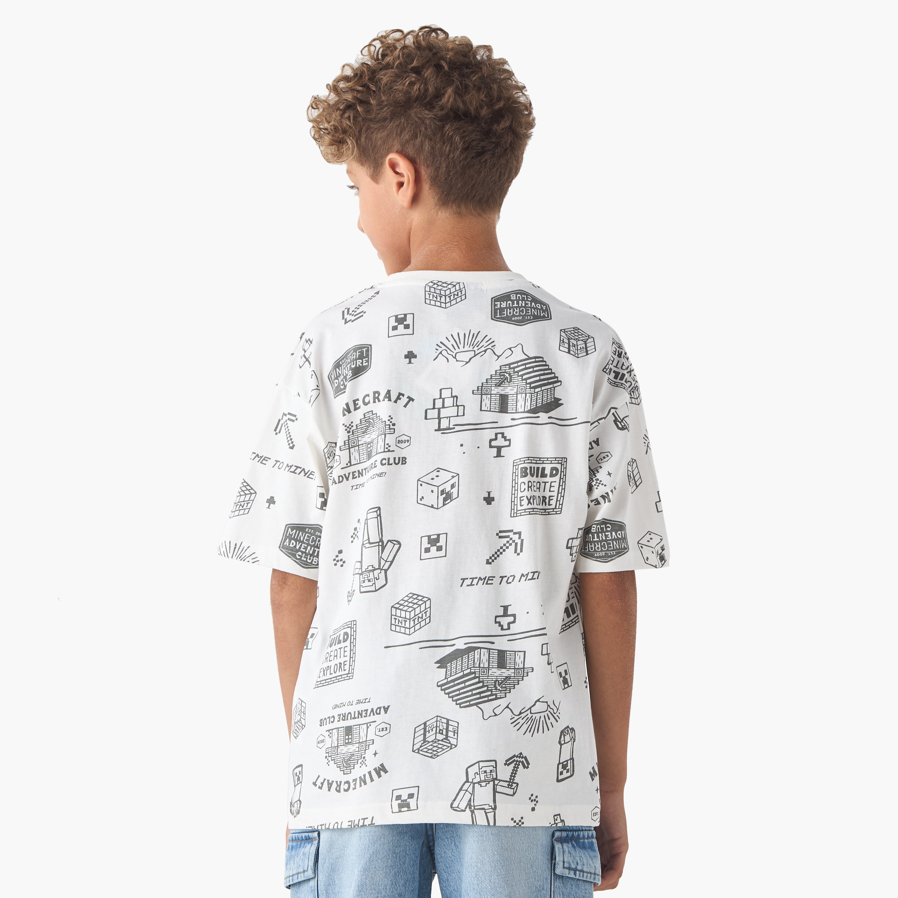 Minecraft Printed T-shirt with Short Sleeves-boys-clothing-tshirtsandpolos-image-3