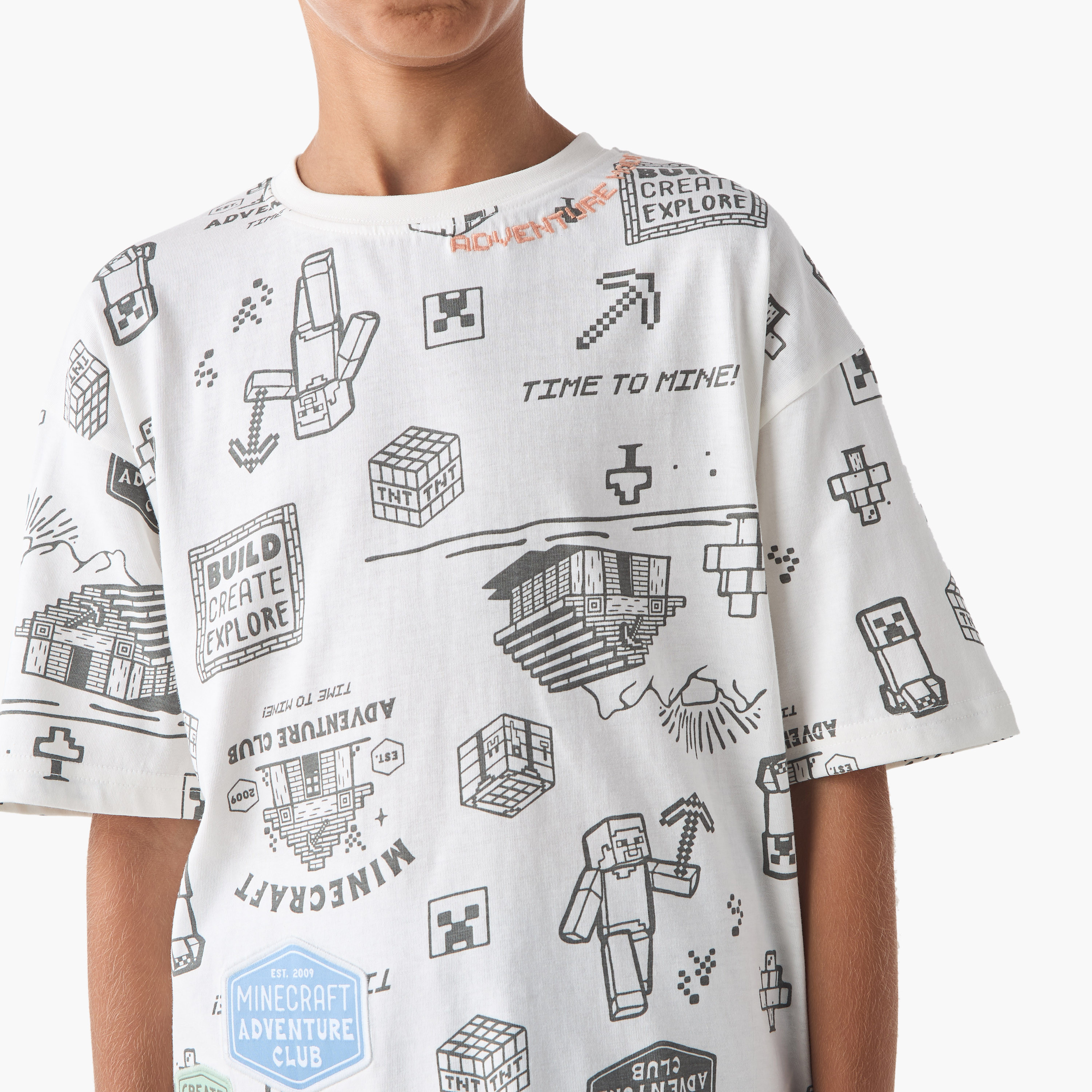 Minecraft Printed T-shirt with Short Sleeves-boys-clothing-tshirtsandpolos-image-4