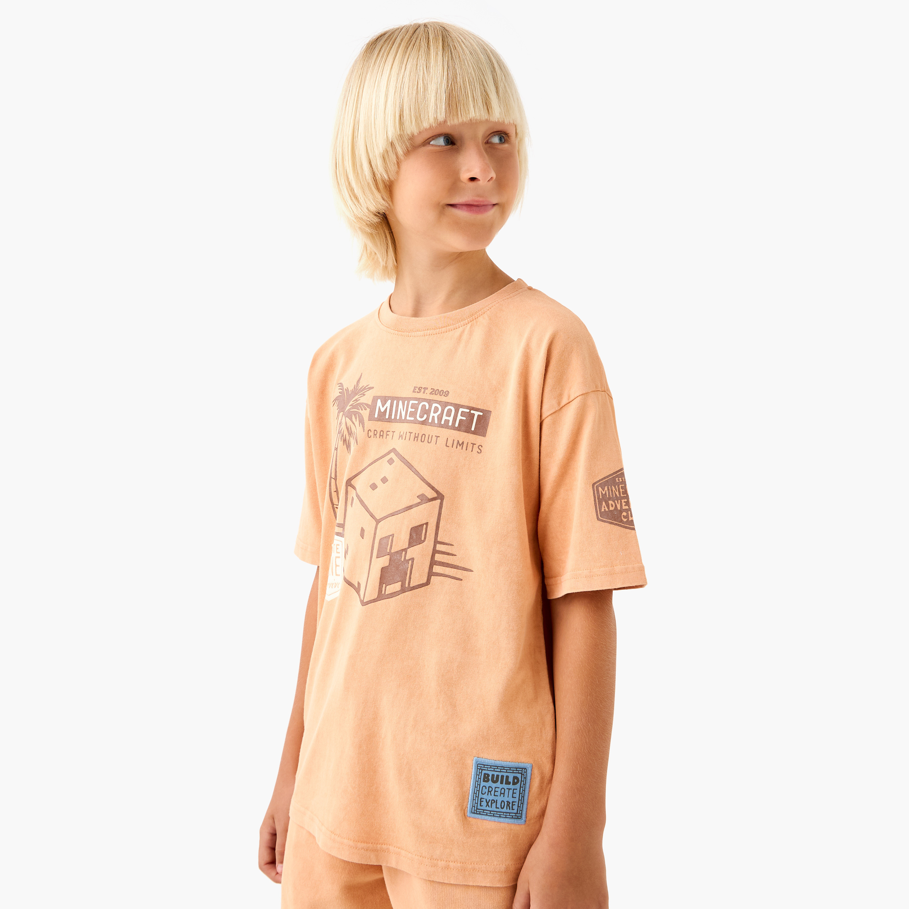 طقم شورت وتيشيرت بطبعات ماينكرافت-boys-clothing-setsandcoords-image-2