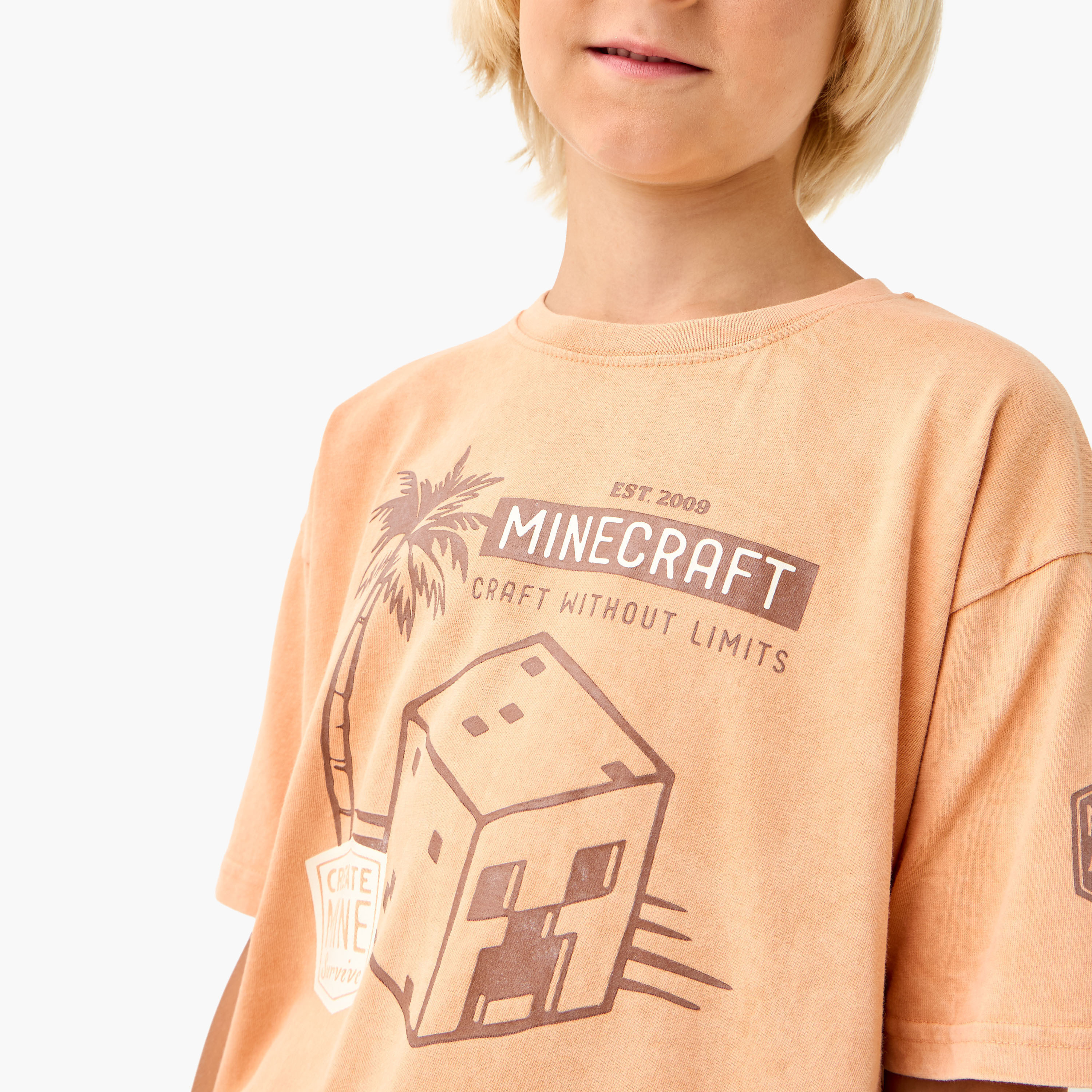 طقم شورت وتيشيرت بطبعات ماينكرافت-boys-clothing-setsandcoords-image-5