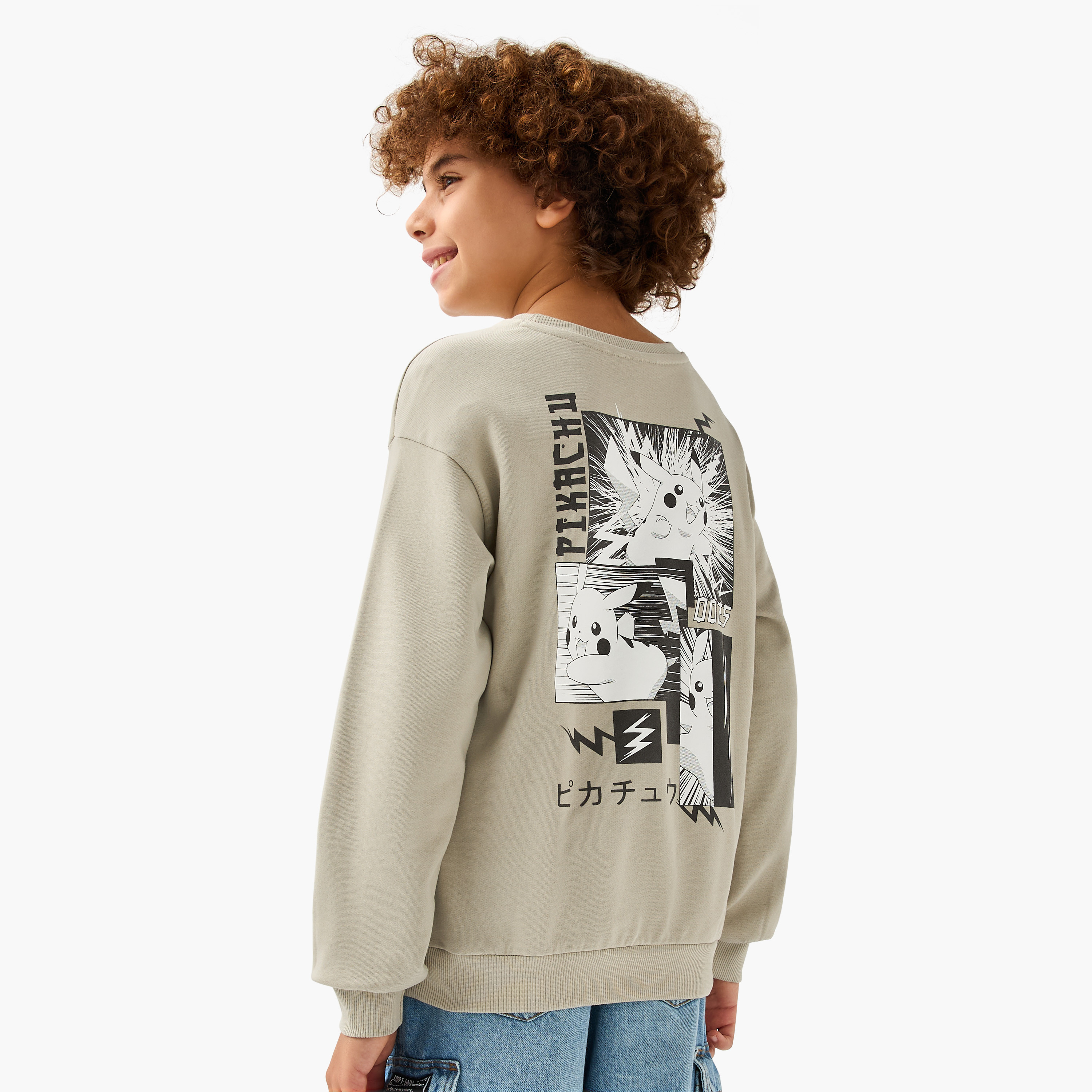 Pokemon Pikachu Crew Neck Sweatshirt with Long Sleeves-boys-clothing-sweatshirts-image-1