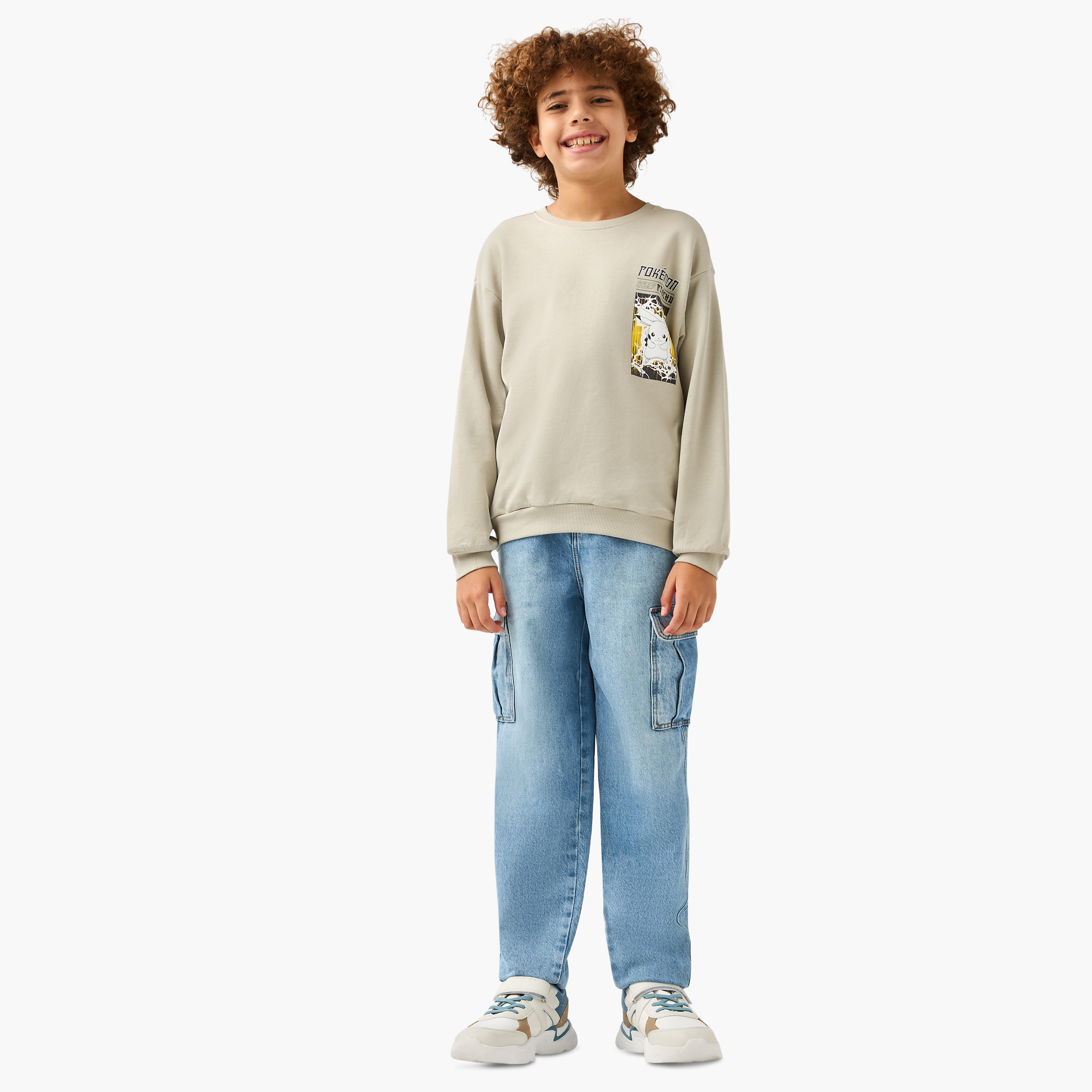 Pokemon Pikachu Crew Neck Sweatshirt with Long Sleeves-boys-clothing-sweatshirts-image-2