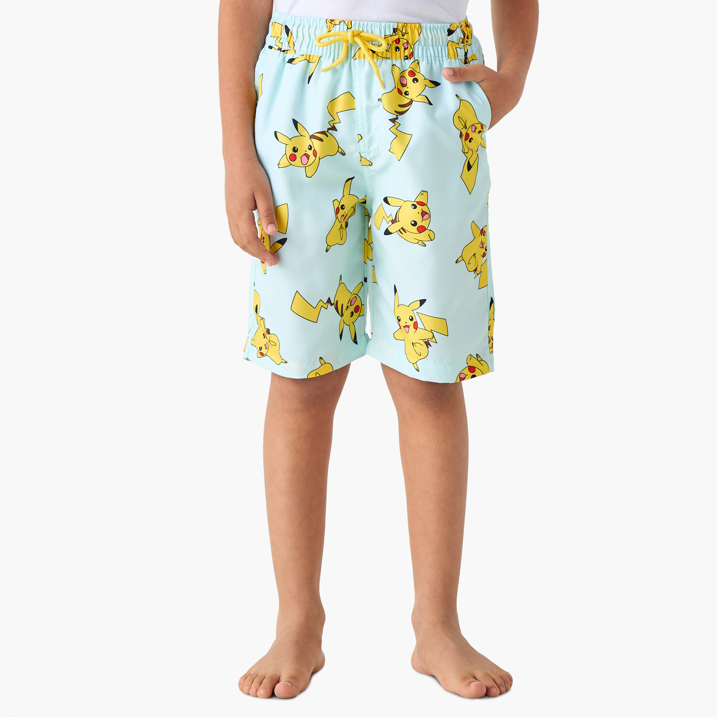 Pokemon Print Swim Shorts with Drawstring Closure-sports-boys-clothing-swimwear-image-1
