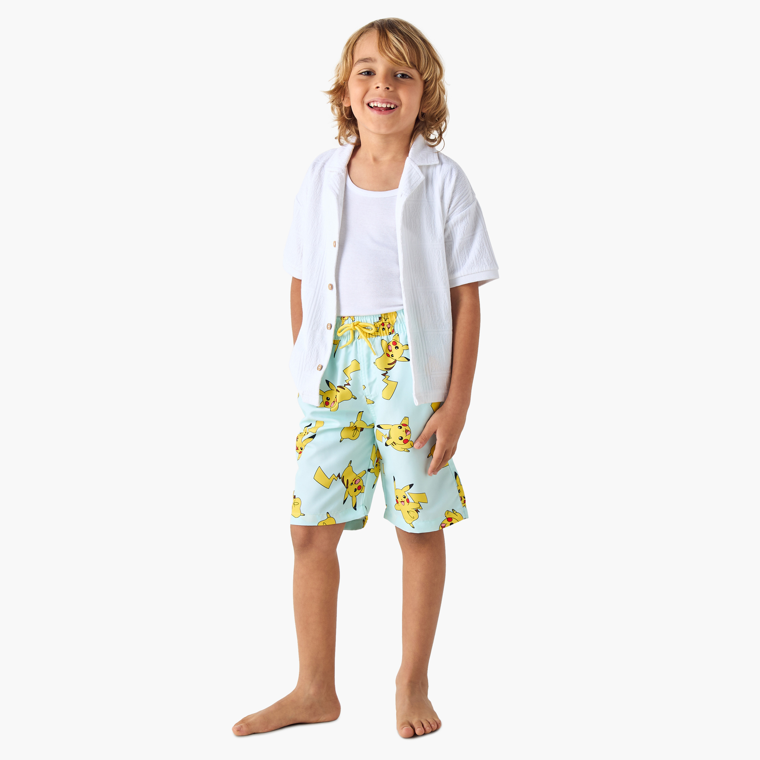 Pokemon Print Swim Shorts with Drawstring Closure-sports-boys-clothing-swimwear-image-2