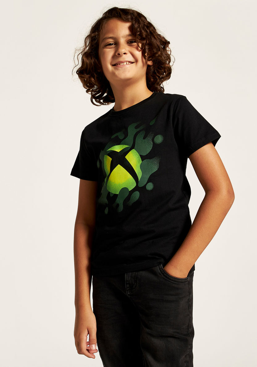 Xbox Printed Crew Neck T-shirt with Short Sleeves-T Shirts-image-1