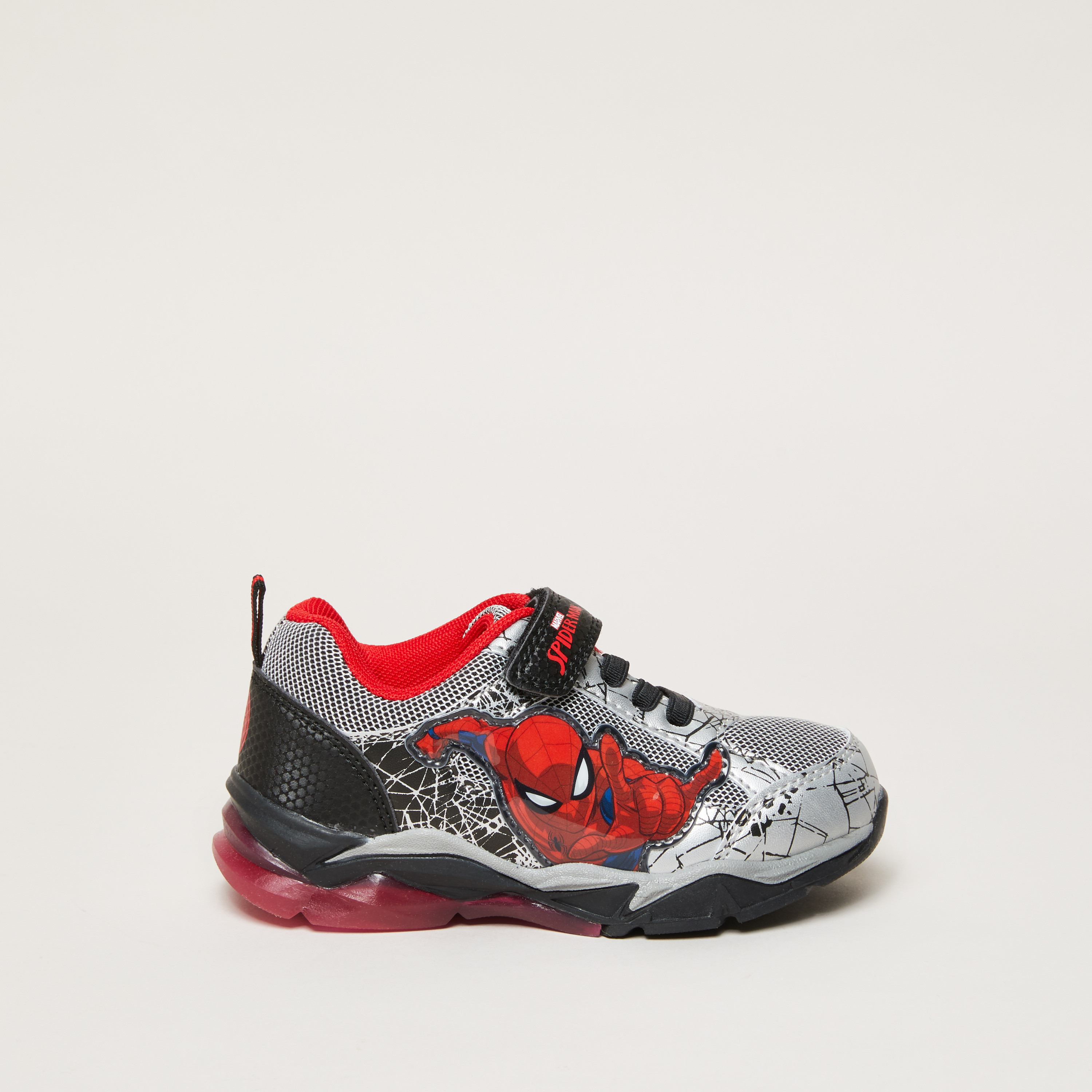 Spider-Man Printed Sneakers with Hook and Loop Closure-boys-shoes-loafers-image-1