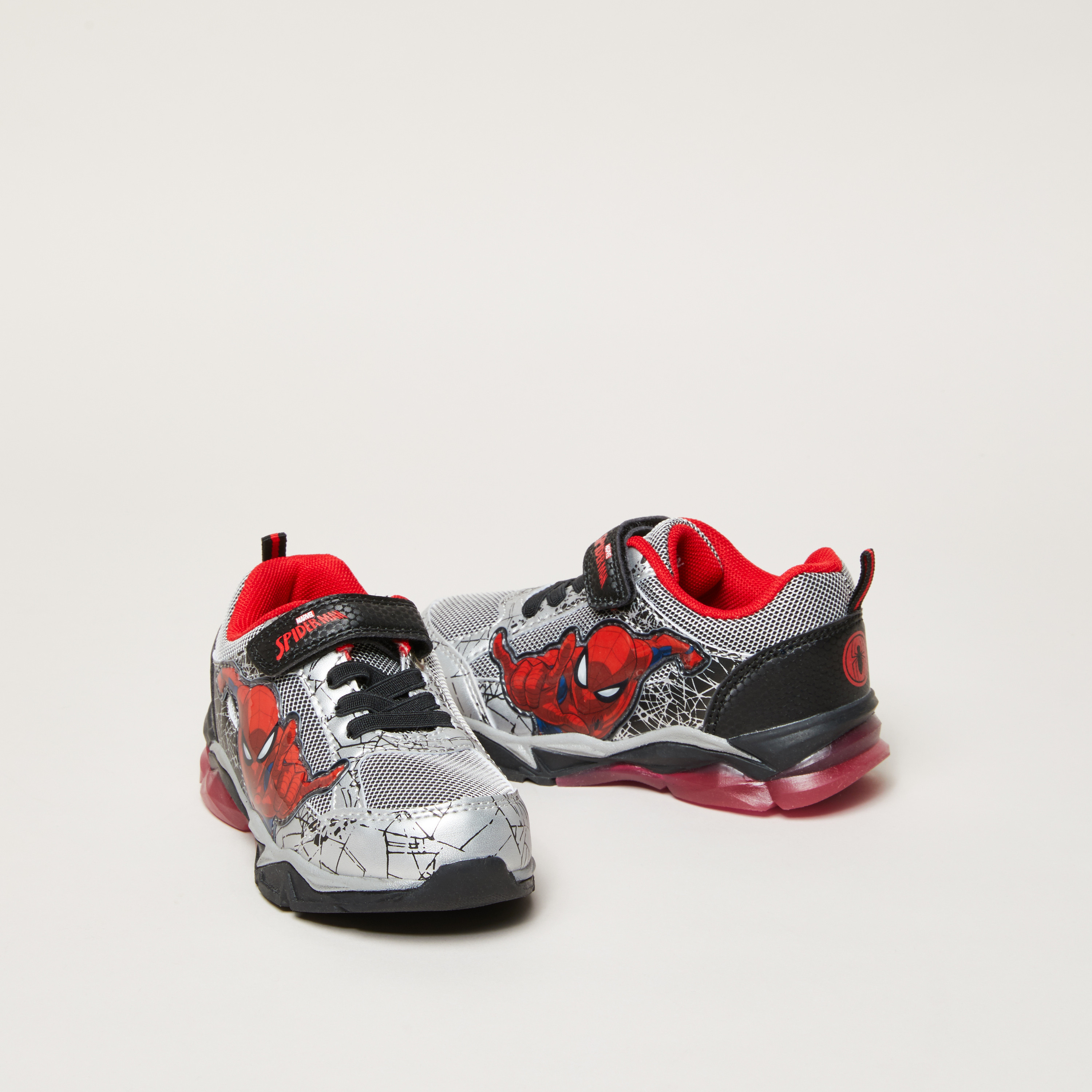 Spider-Man Printed Sneakers with Hook and Loop Closure-boys-shoes-loafers-image-3