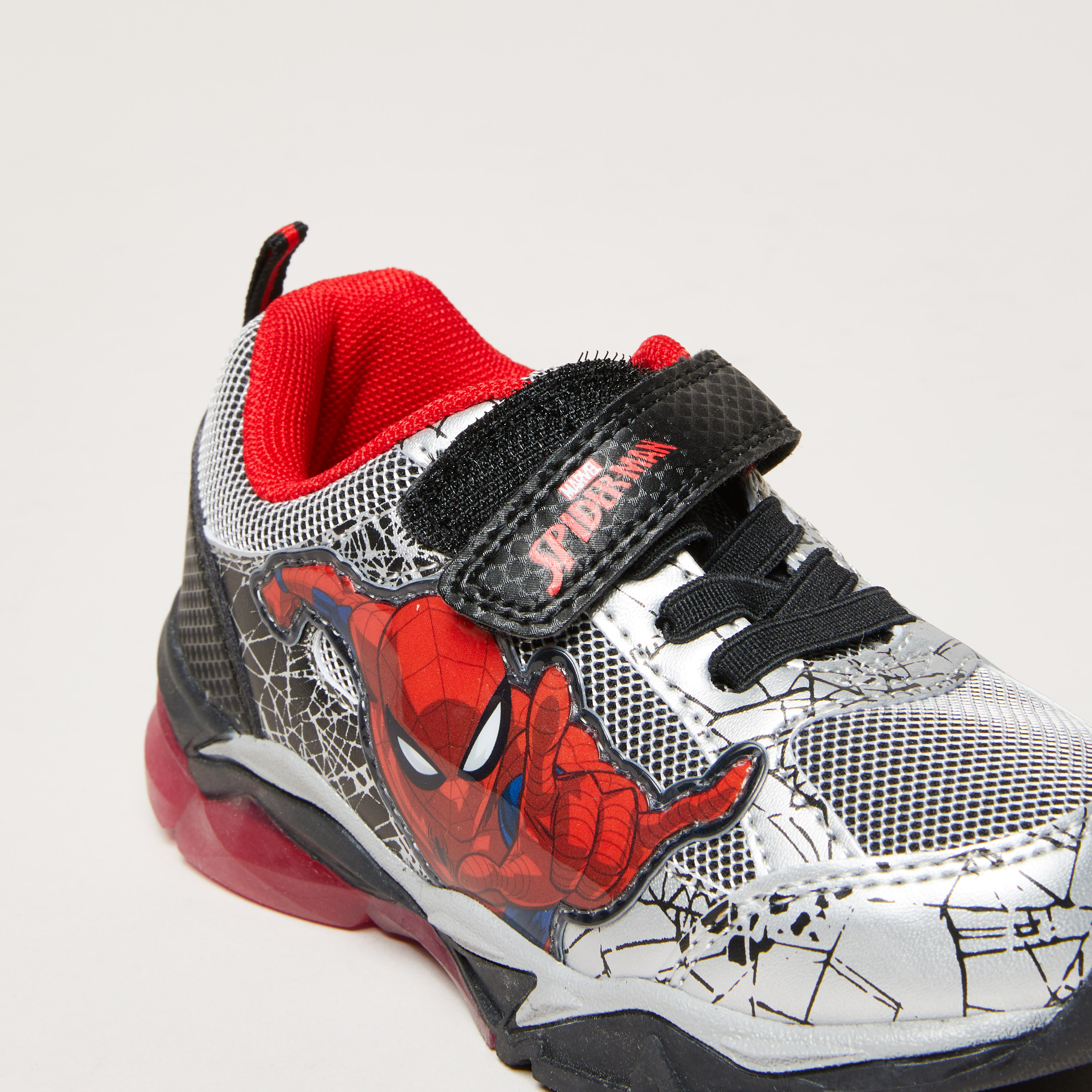Spider-Man Printed Sneakers with Hook and Loop Closure-boys-shoes-loafers-image-4