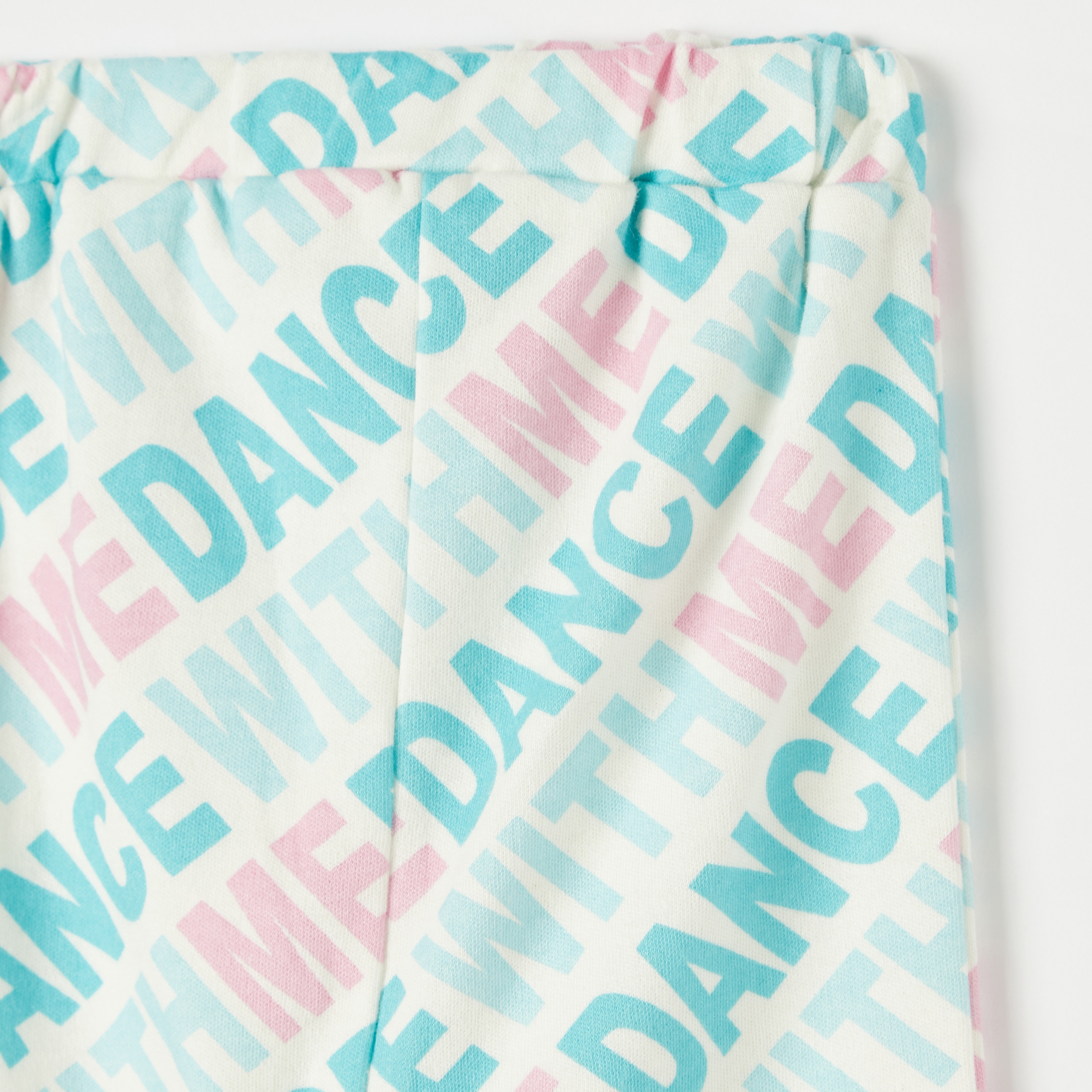 Juniors All-Over Slogan Print Pants with Elasticated Waistband-baby-girls-clothing-bottoms-trousers-image-2