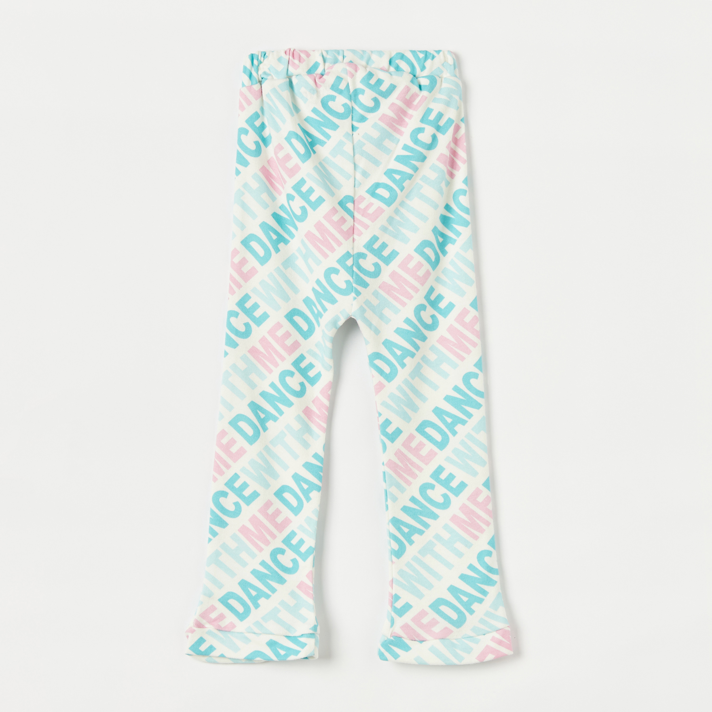 Juniors All-Over Slogan Print Pants with Elasticated Waistband-baby-girls-clothing-bottoms-trousers-image-4
