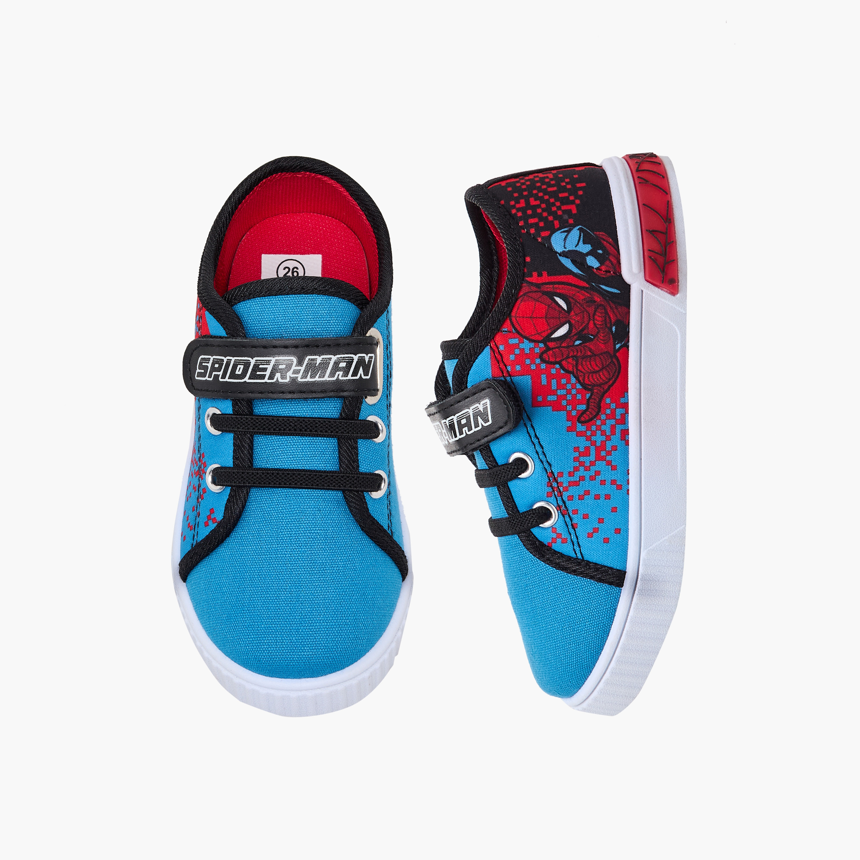 حذاء سنيكرز طول الكاحل بشريط إغلاق لاصق وطبعات سبايدرمان للأولاد من مارفل-boys-shoes-sneakers-image-1