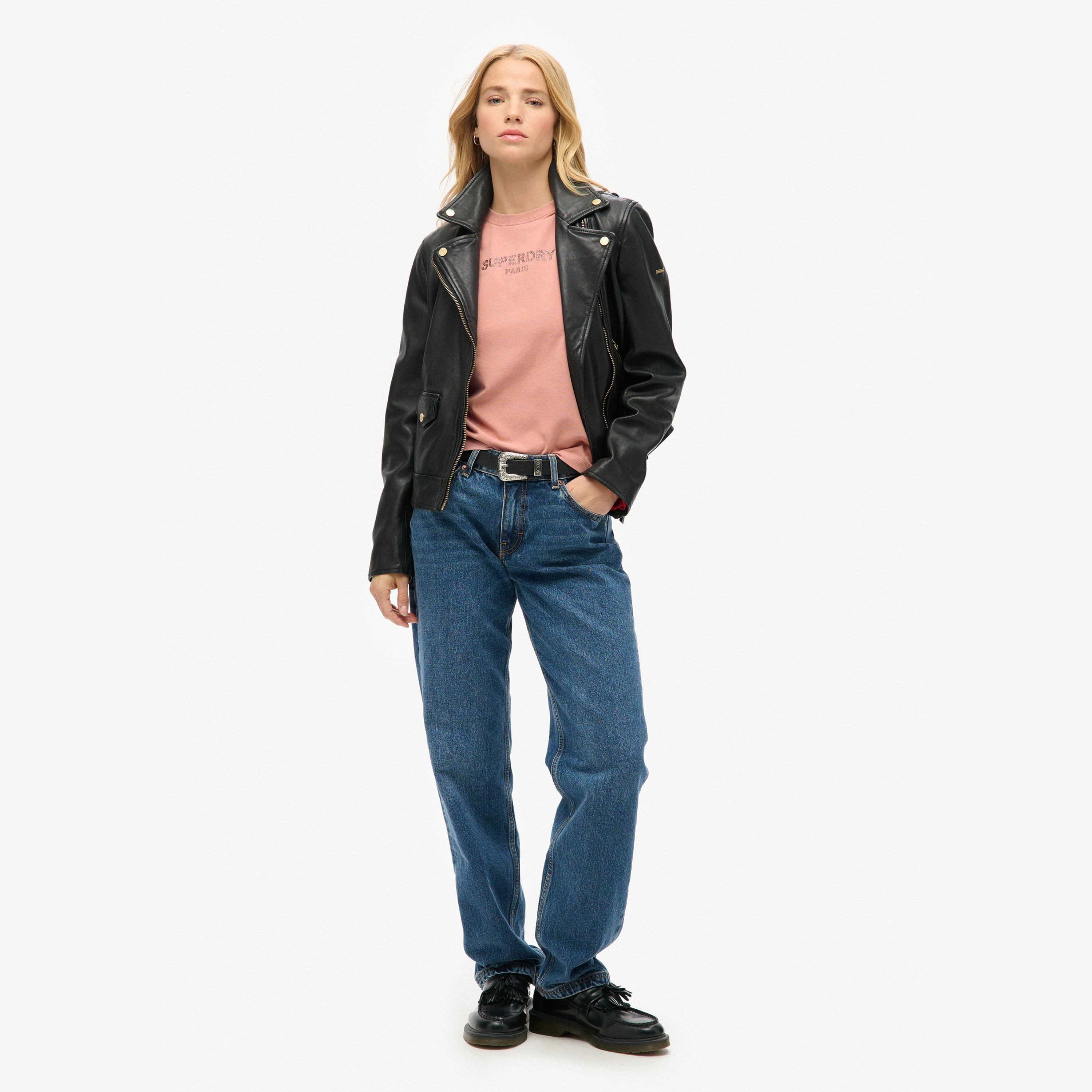 تي شيرت نسائي بياقة دائرية وأكمام قصيرة بشعار أحجار الراين من سوبردراي-women-clothing-tshirts-image-2