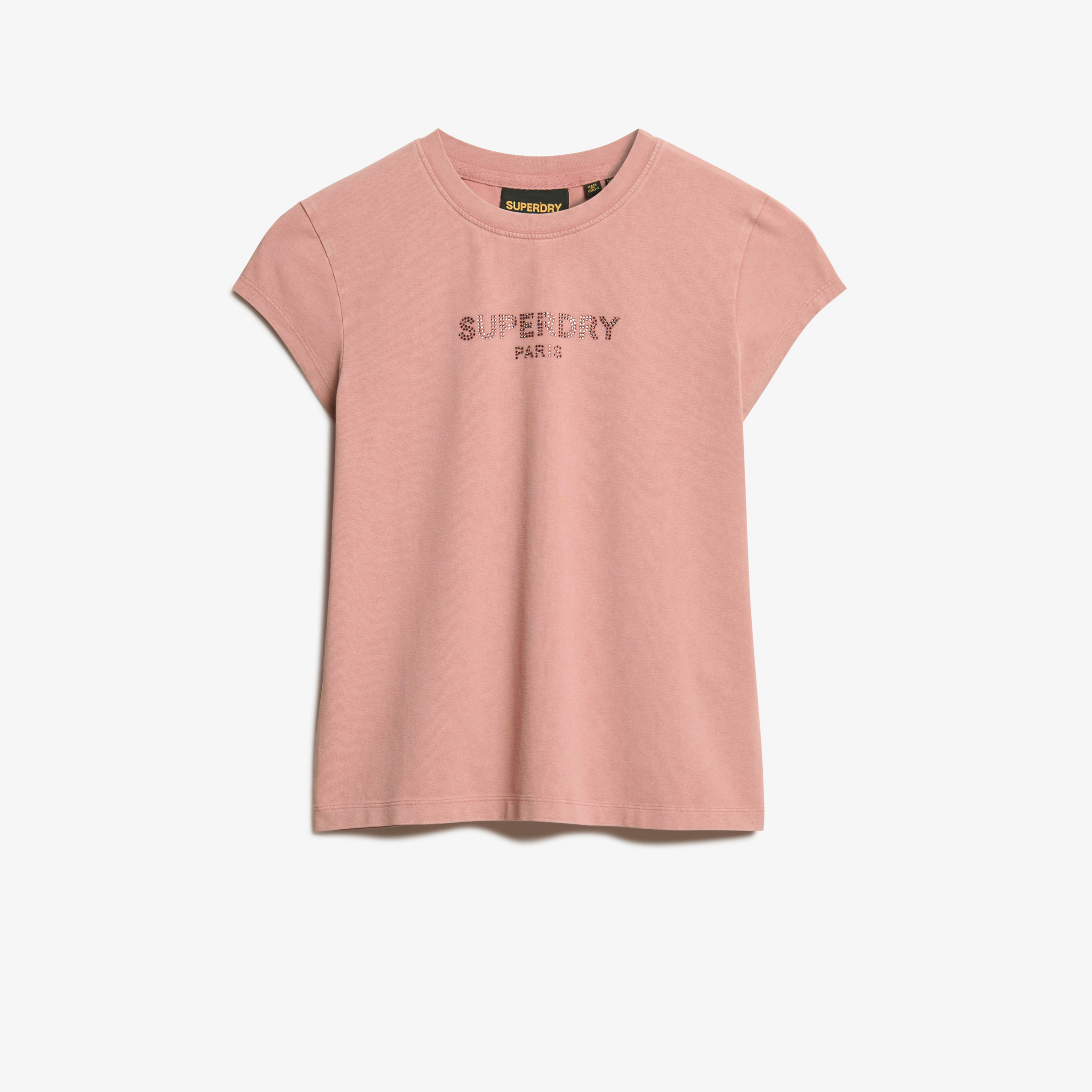 تي شيرت نسائي بياقة دائرية وأكمام قصيرة بشعار أحجار الراين من سوبردراي-women-clothing-tshirts-image-4