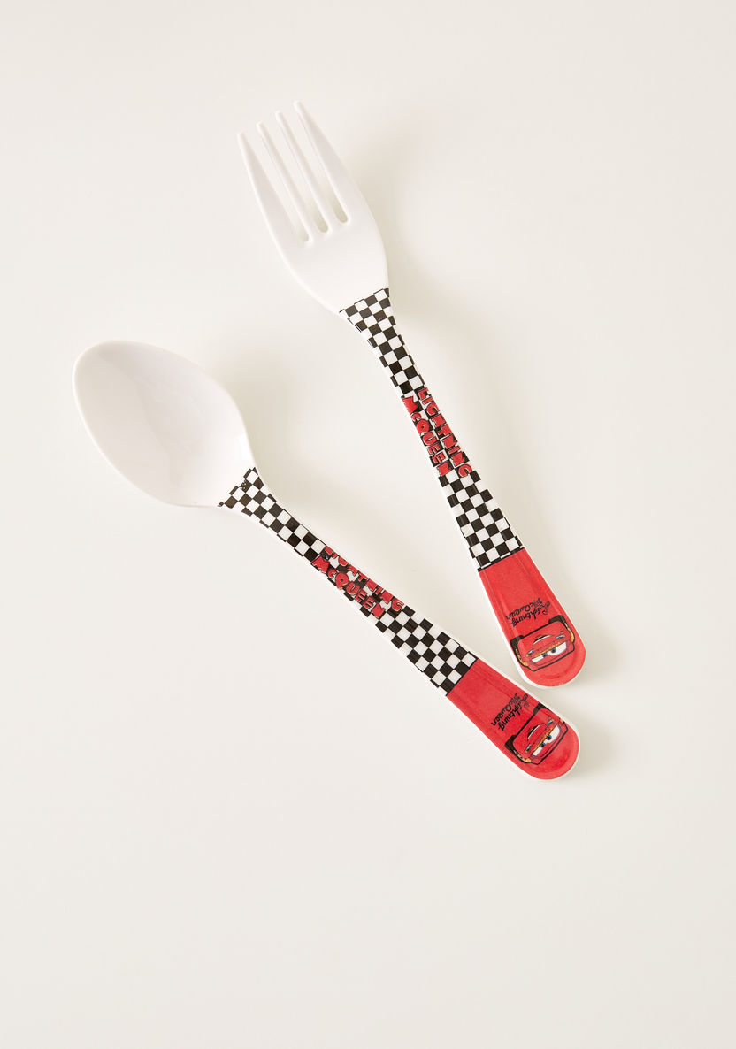 Cars Print Spoon and Fork Set-Mealtime Essentials-image-1