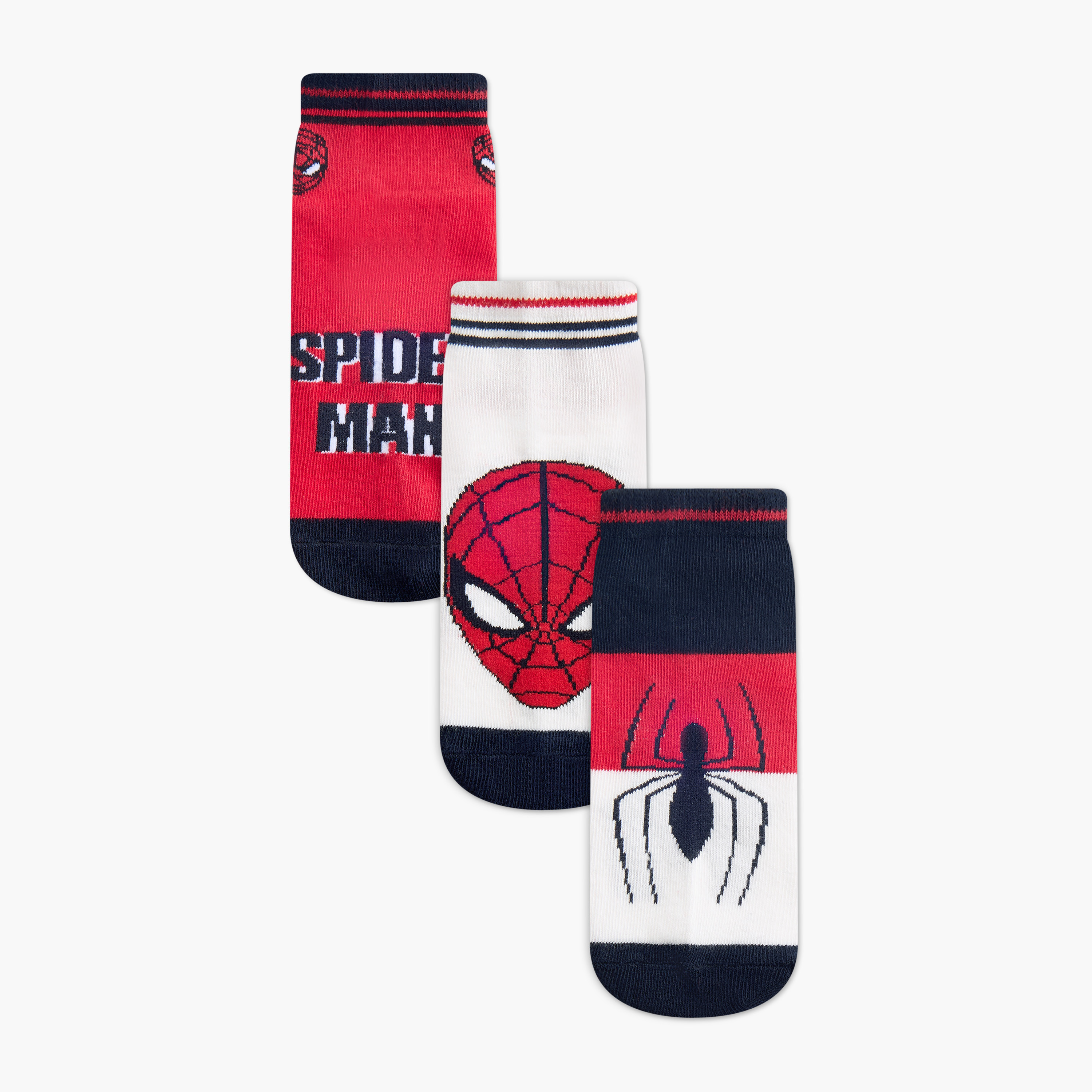 Spider-Man Print Ankle Length Socks - Set of 3-boys-accessories-socks-image-1
