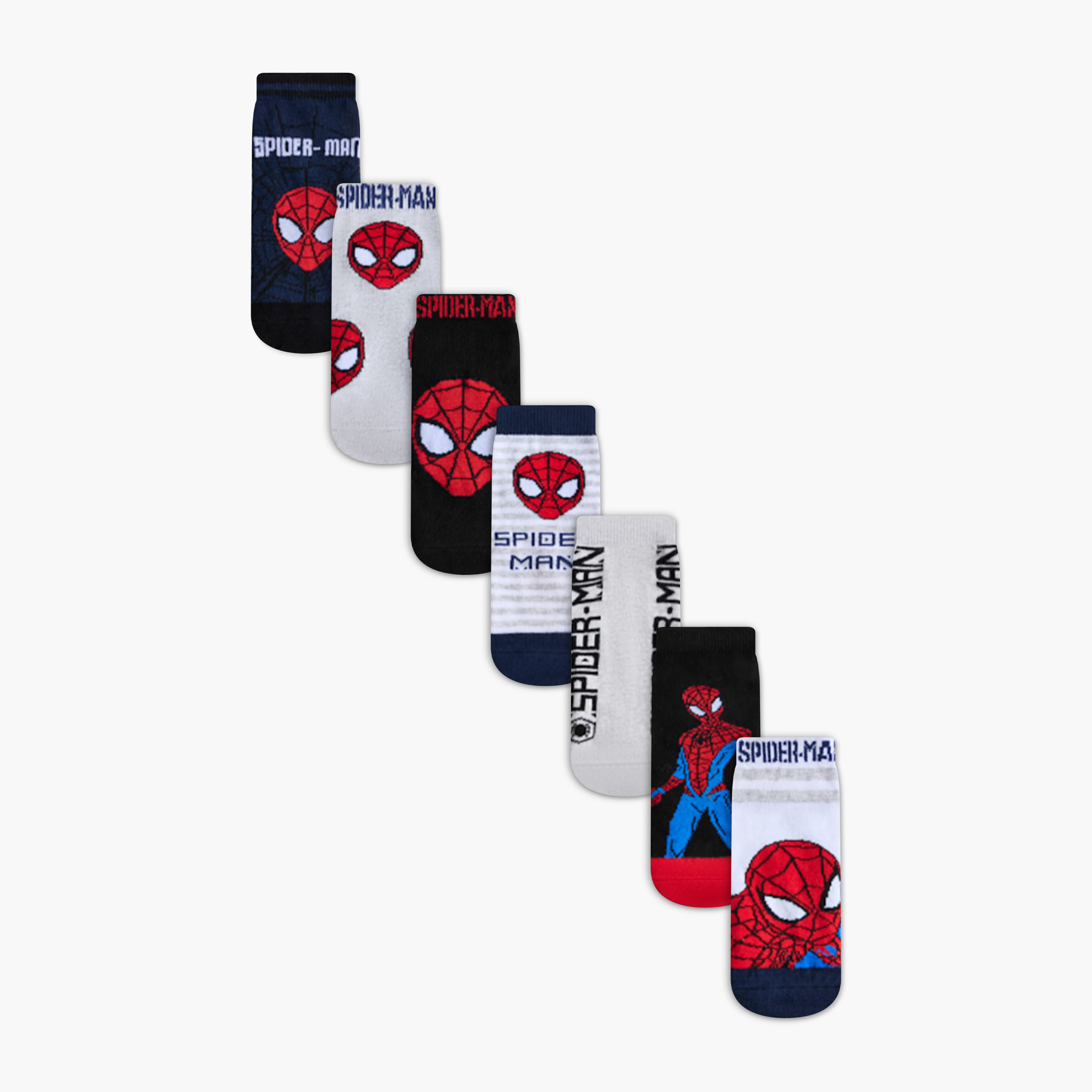 Pack of 7 Marvel Boys Socks Ankle Length Spider-Man Print-boys-accessories-socks-image-1
