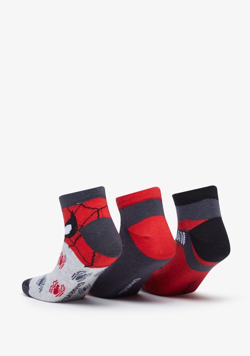 Spider-Man Print Ankle Length Socks - Set of 3-Boy%27s Socks-image-1