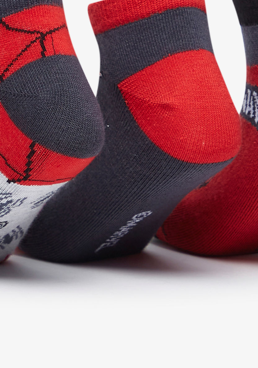 Spider-Man Print Ankle Length Socks - Set of 3-Boy%27s Socks-image-3