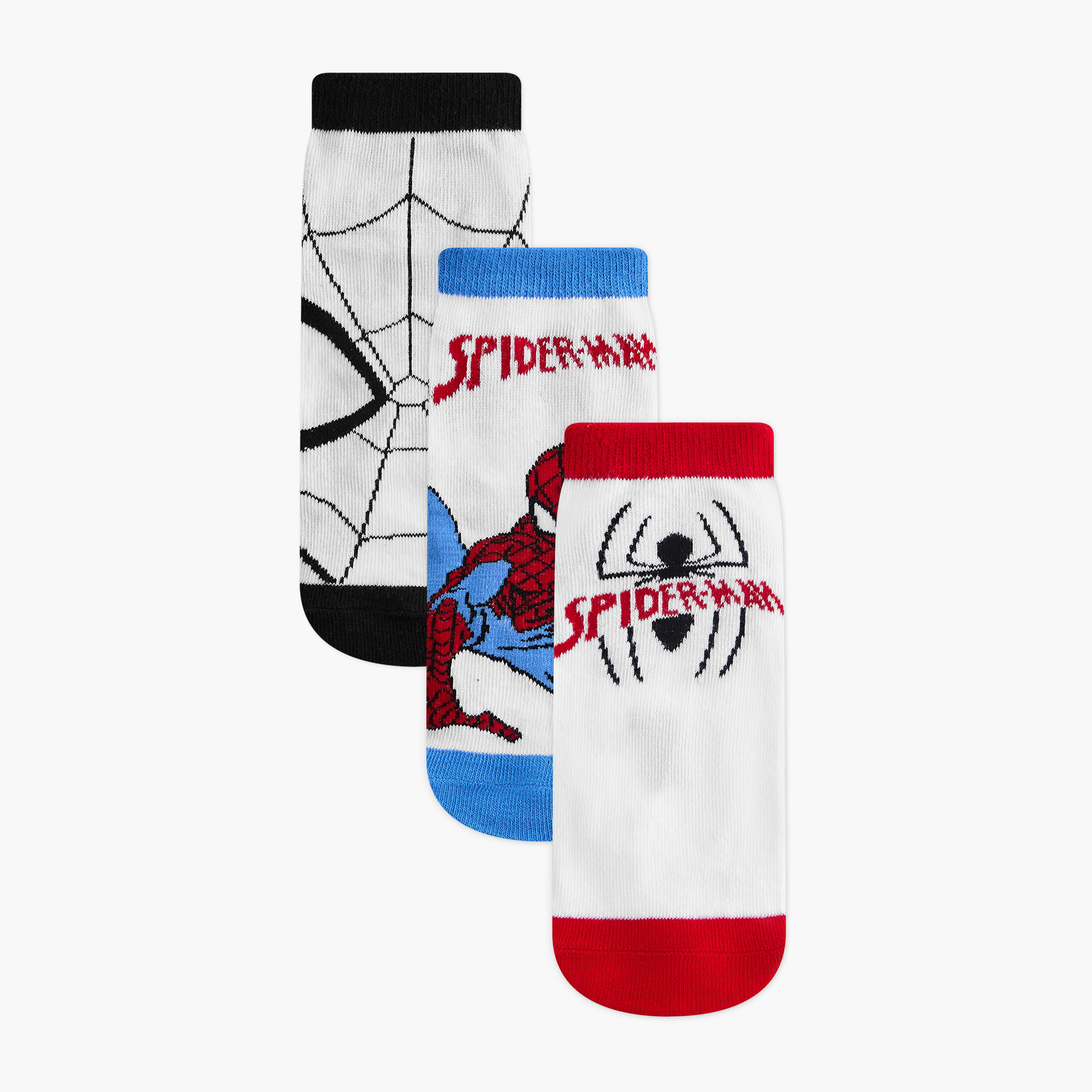 Spider-Man Print Ankle Length Socks - Set of 3-boys-accessories-socks-image-1