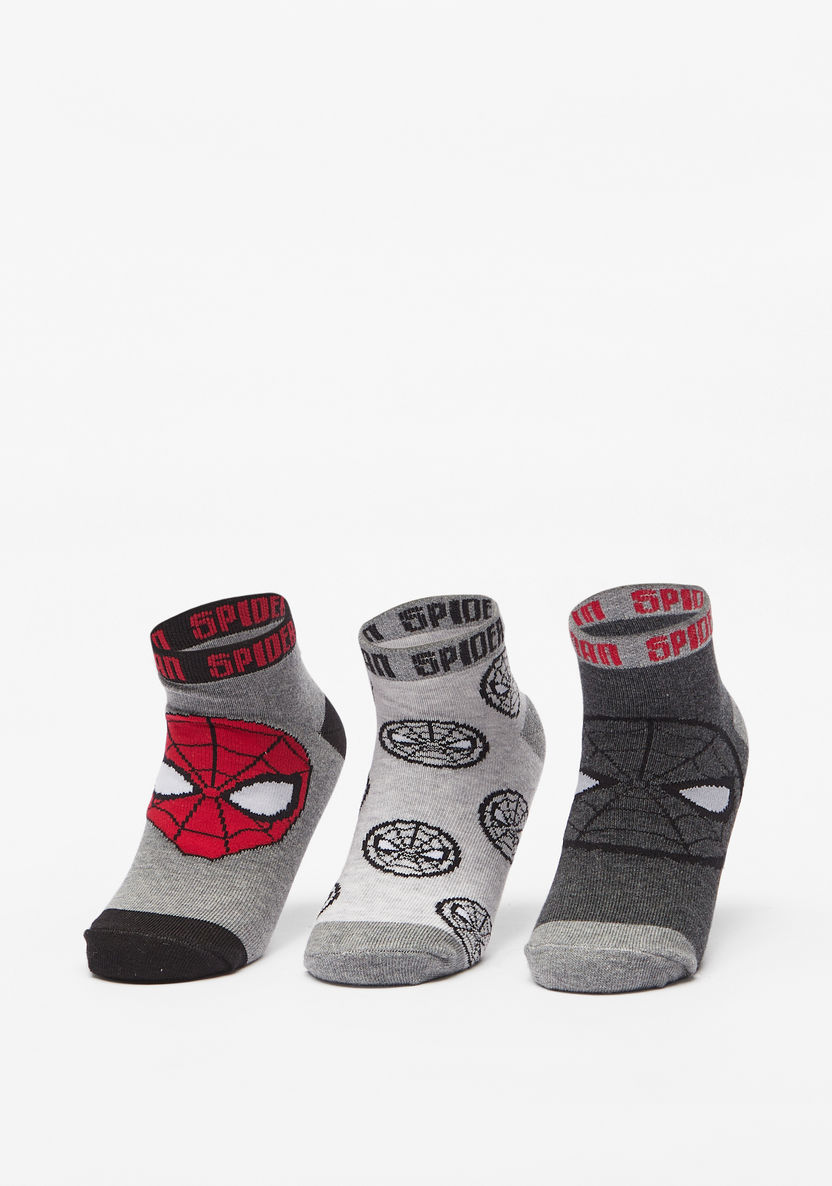 Spider-Man Print Ankle Length Socks - Set of 3-Boy%27s Socks-image-0