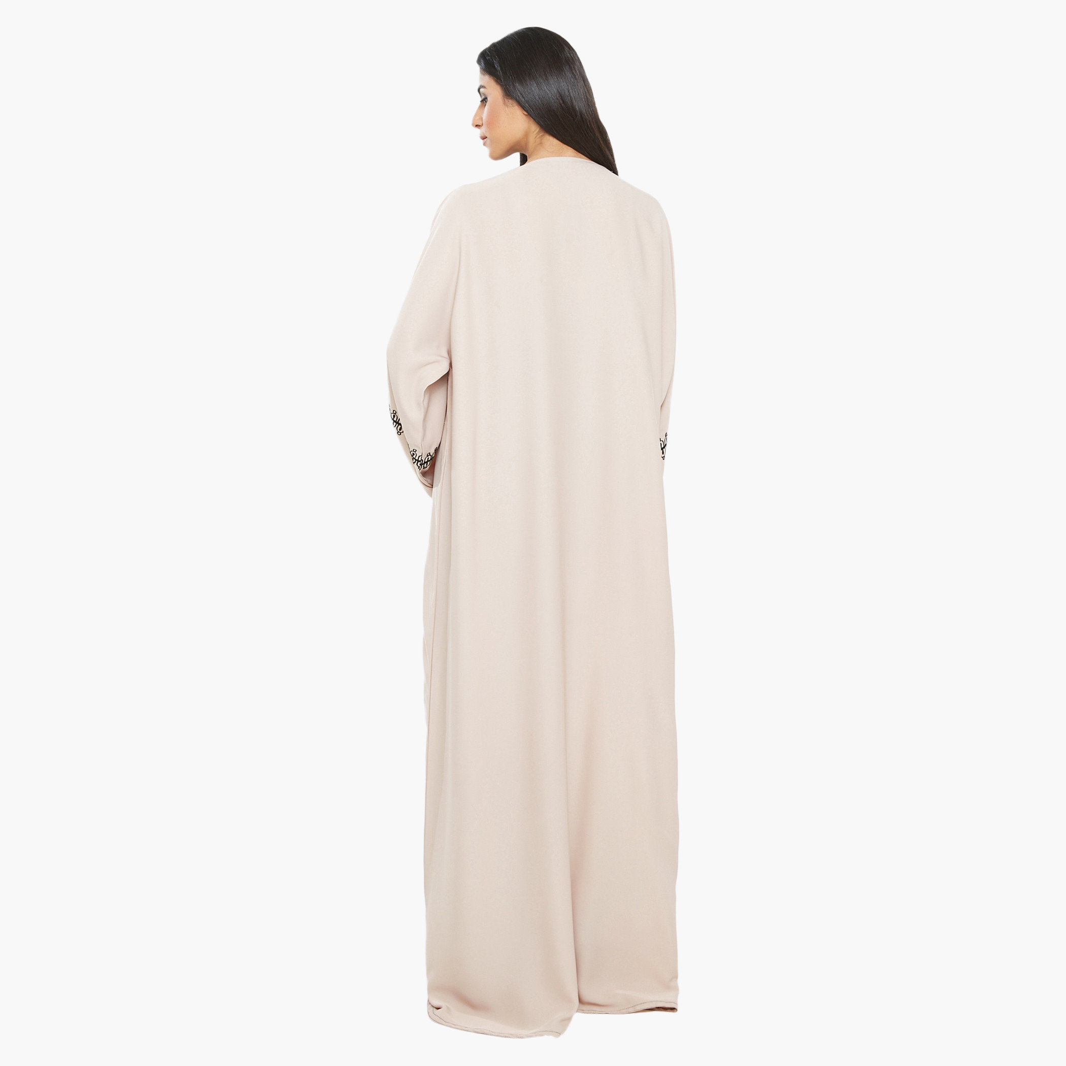 Nukhbaa Women Embroidered Beige Abaya-women-arabicclothing-abayas-image-3