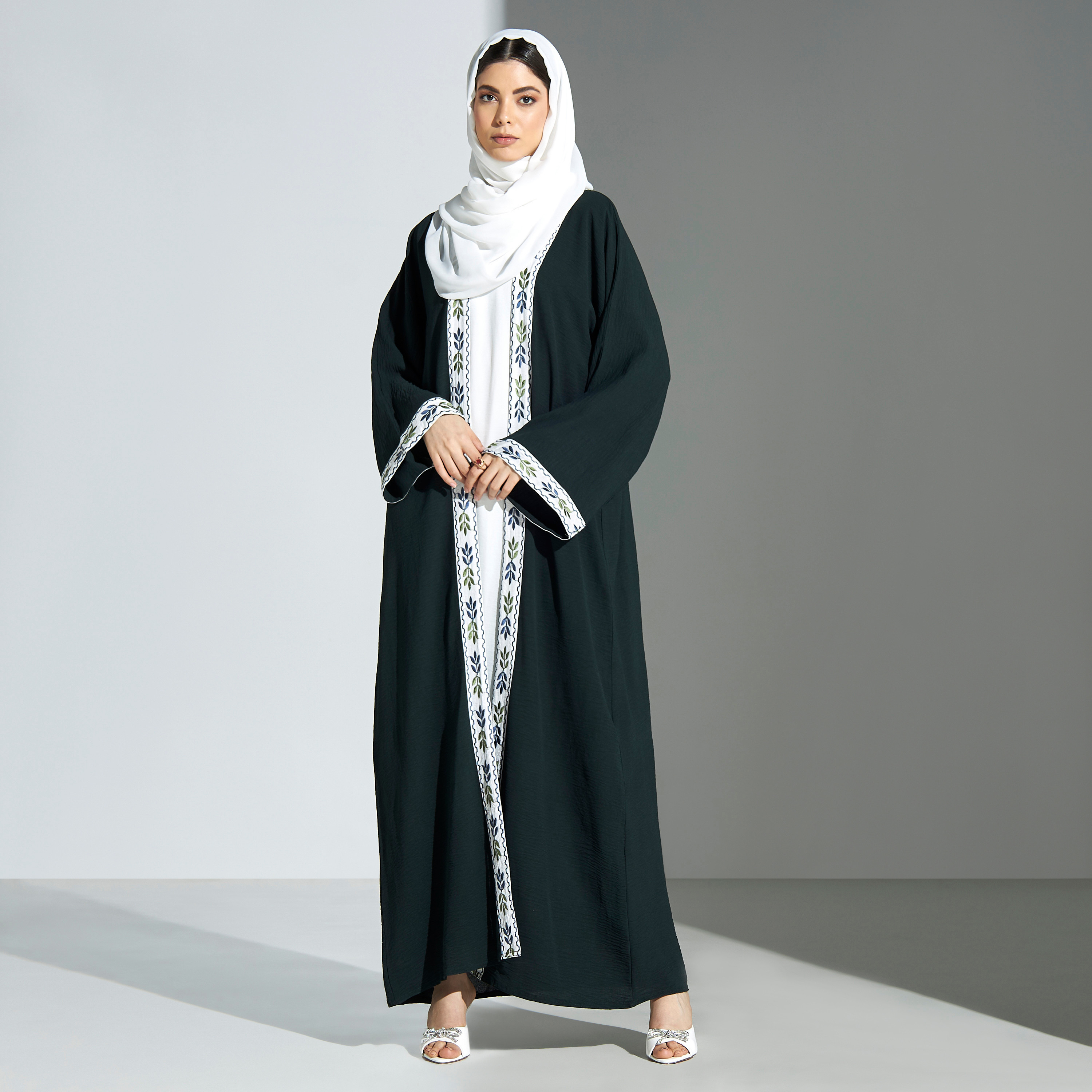 Malikah Embroidered Open Front Abaya with Hijab-women-arabicclothing-abayas-image-4