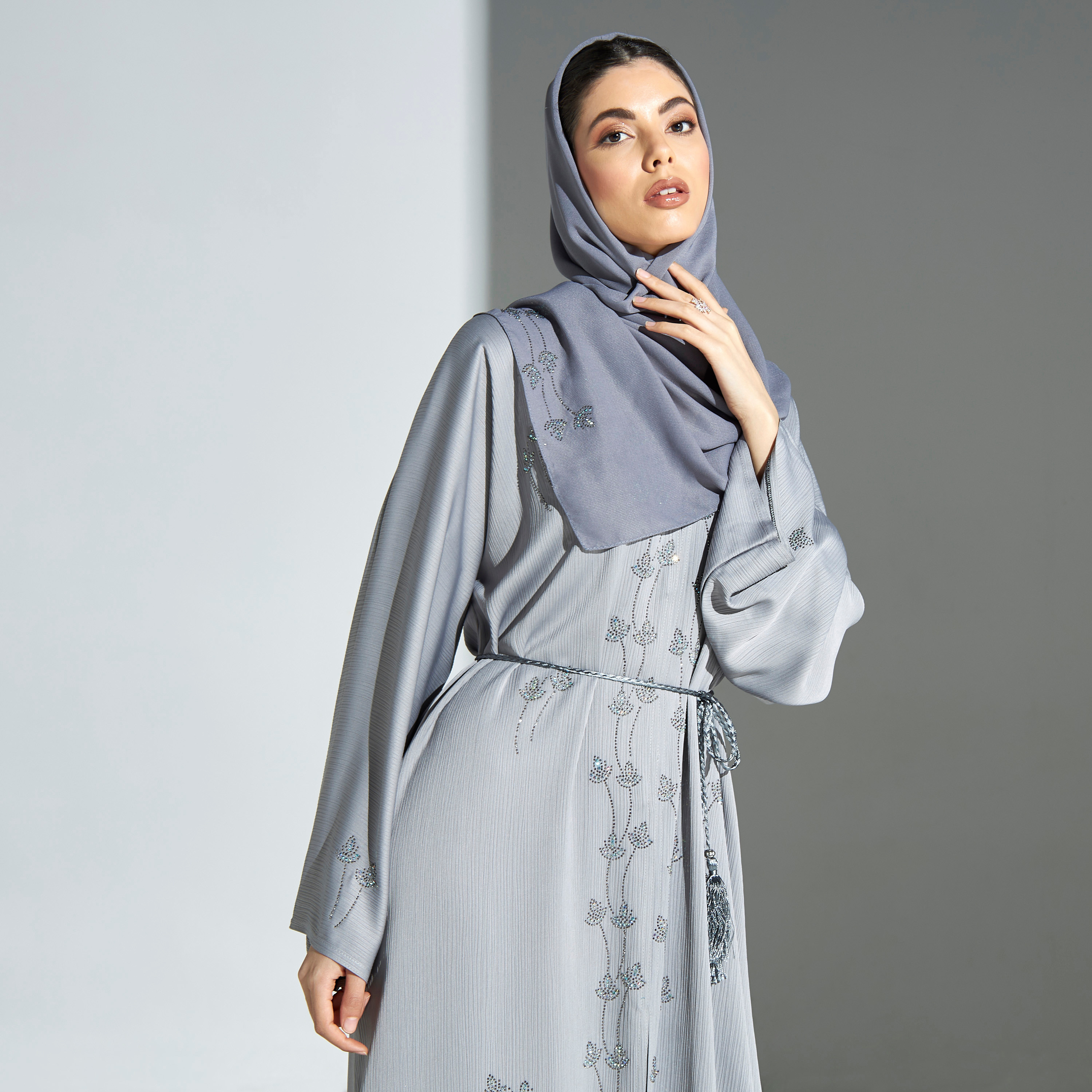 Malikah Embellished Abaya with Hijab and Tie-Ups-women-arabicclothing-abayas-image-2