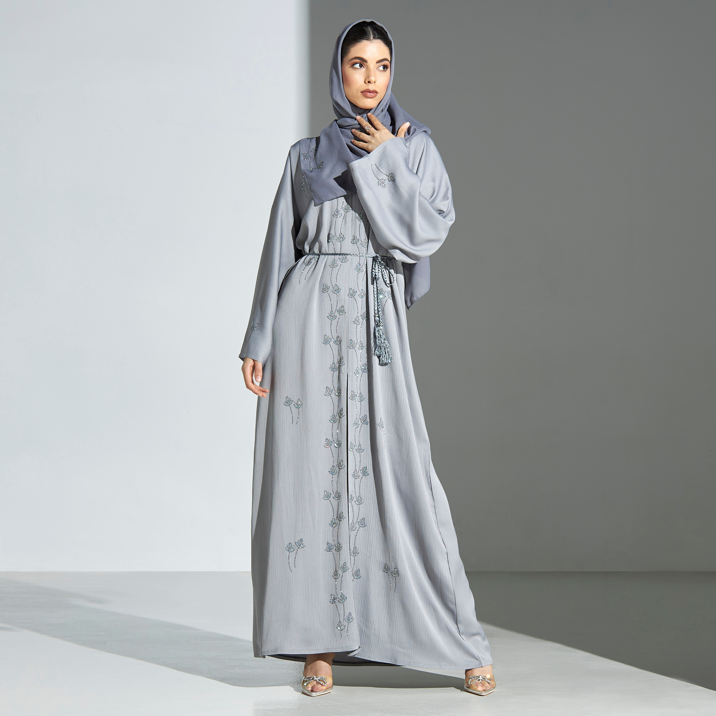 Malikah Embellished Abaya with Hijab and Tie-Ups-women-arabicclothing-abayas-image-4