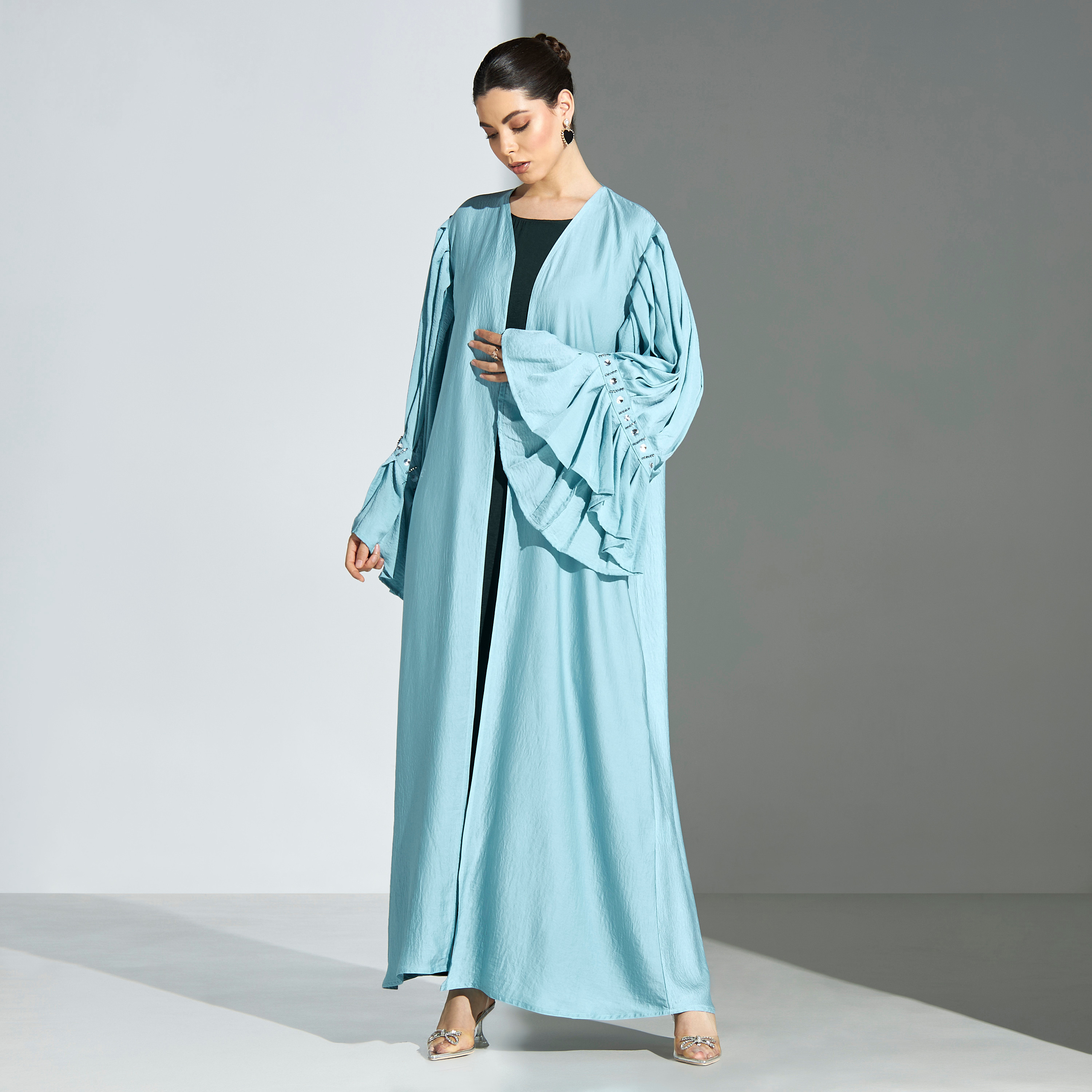 عباية مزينة بالترتر مع حجاب من مليكة-women-arabicclothing-abayas-image-1