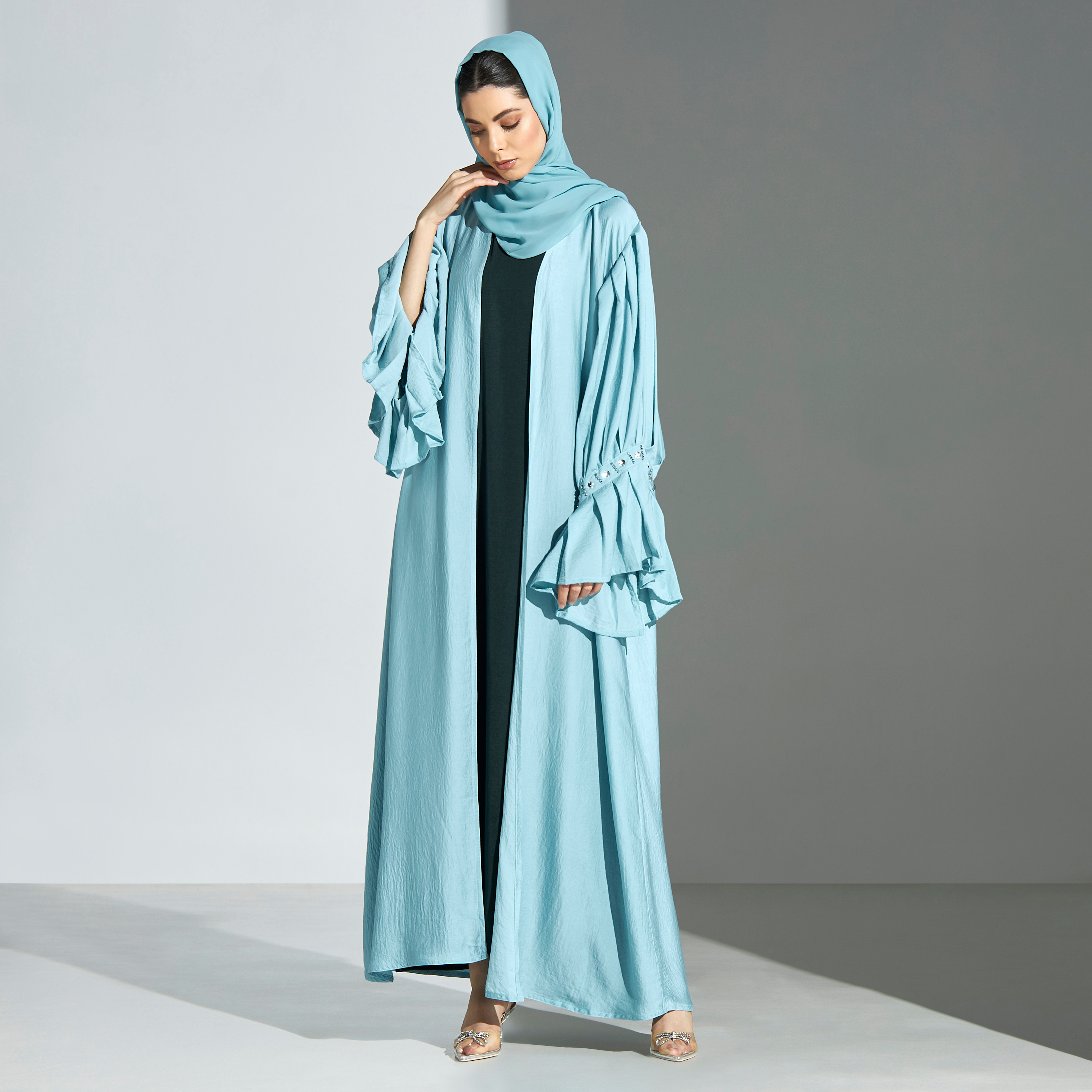 Malikah Sequinned Abaya with Hijab-women-arabicclothing-abayas-image-4