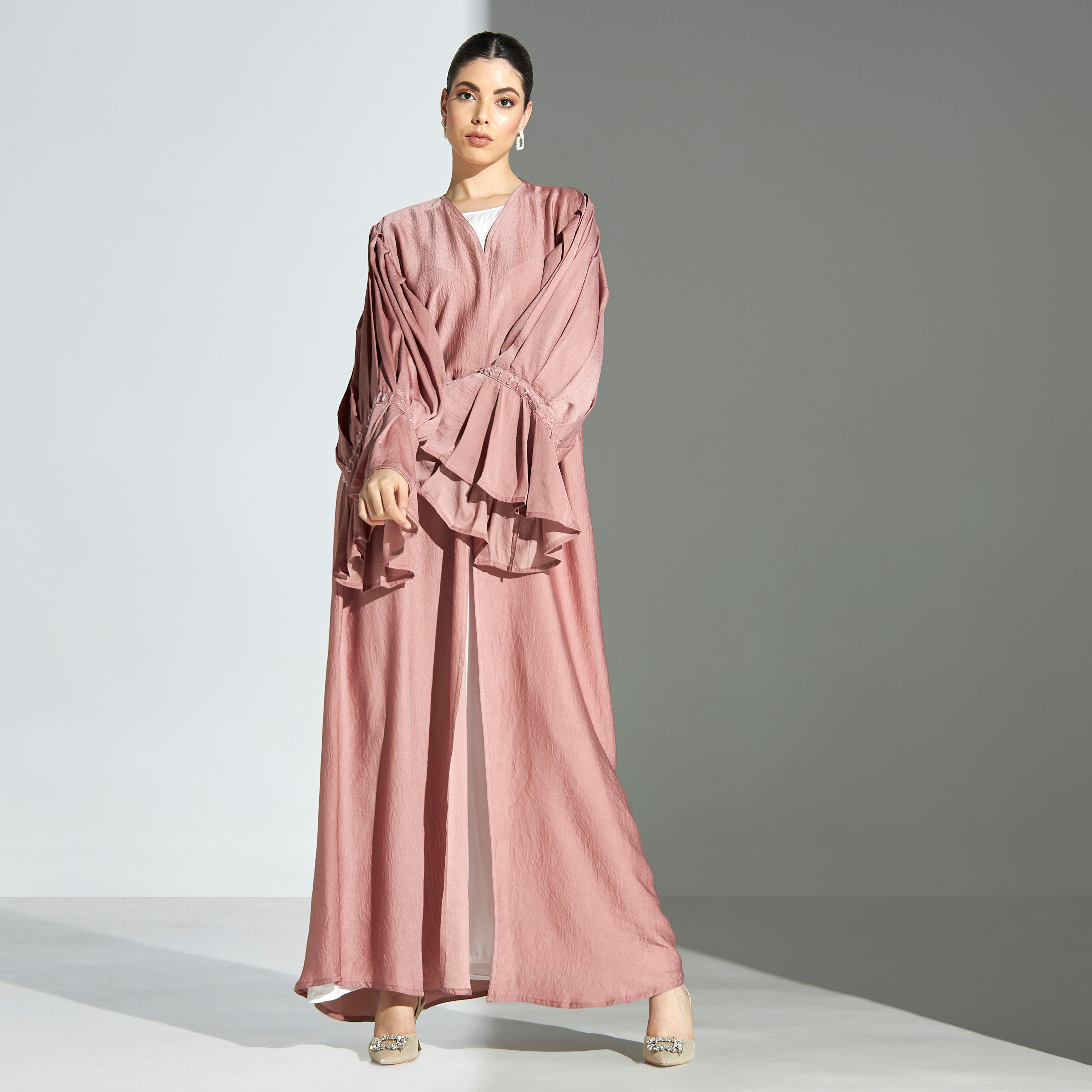 عباية مزينة بالترتر مع حجاب من مليكة-women-arabicclothing-abayas-image-1