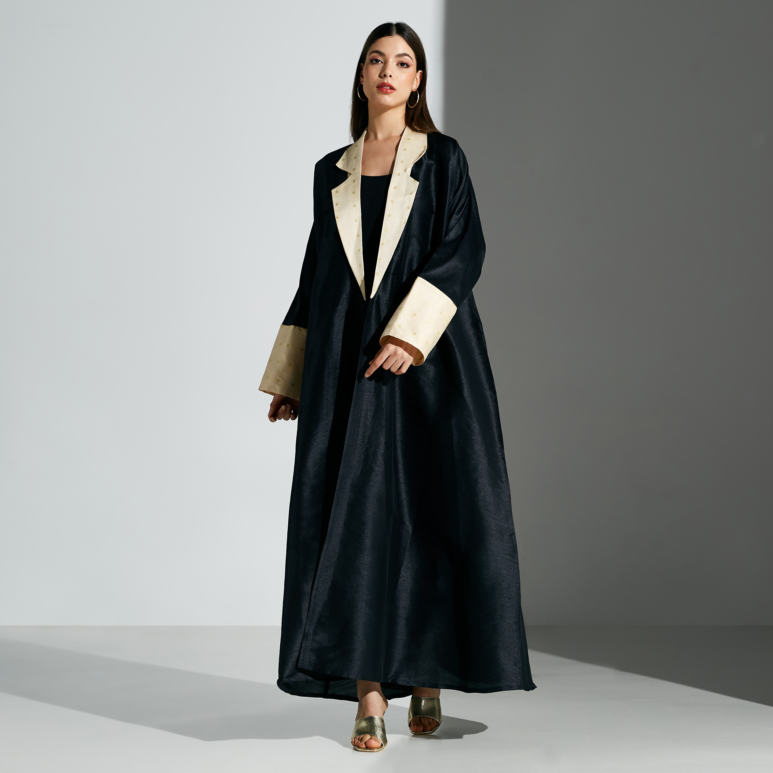Malikah Abaya with Printed Collar and Hijab-women-arabicclothing-abayas-image-1