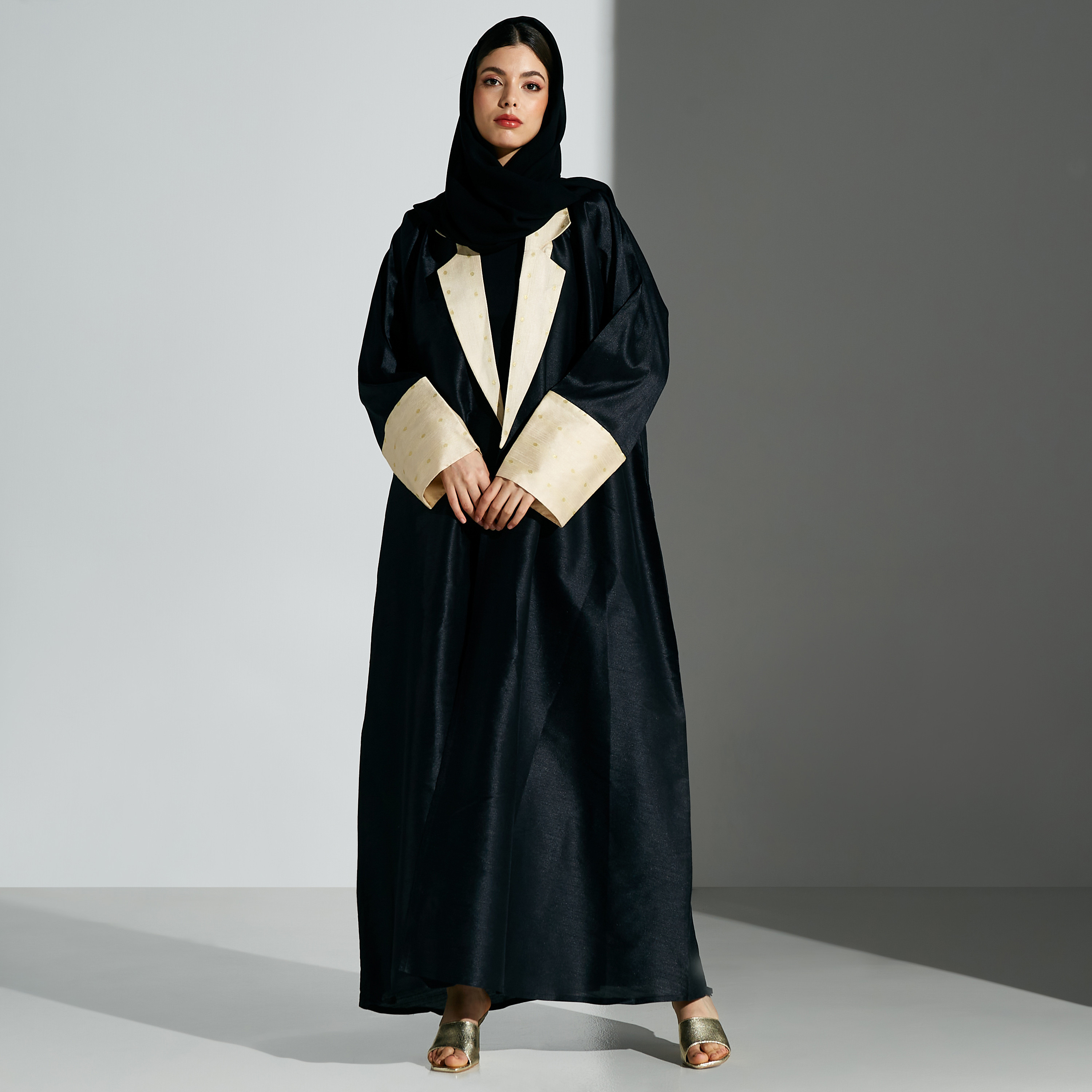 Malikah Abaya with Printed Collar and Hijab-women-arabicclothing-abayas-image-4