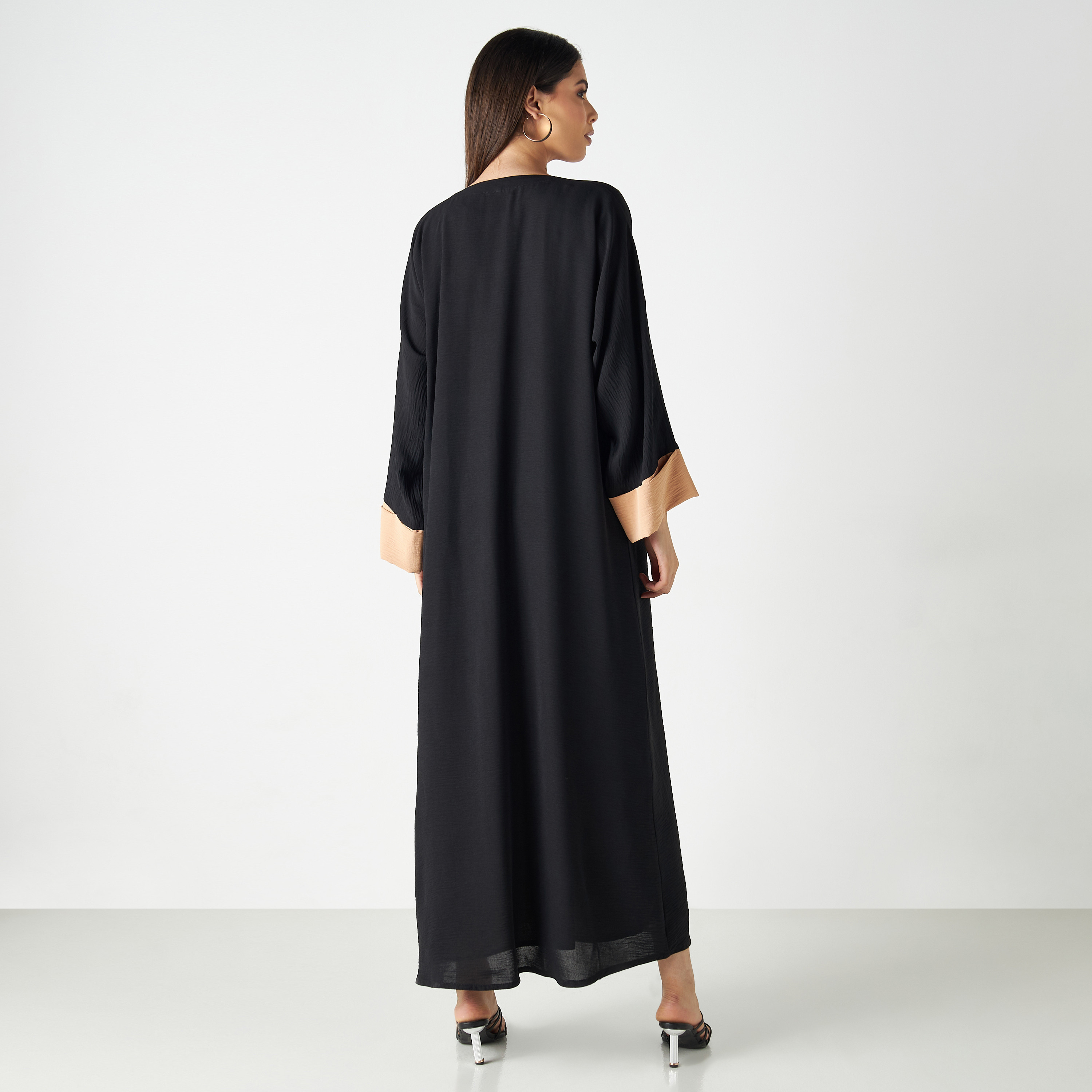 Set of 3 - Malikah Solid Abaya with 2 Hijabs-women-arabicclothing-abayas-image-6