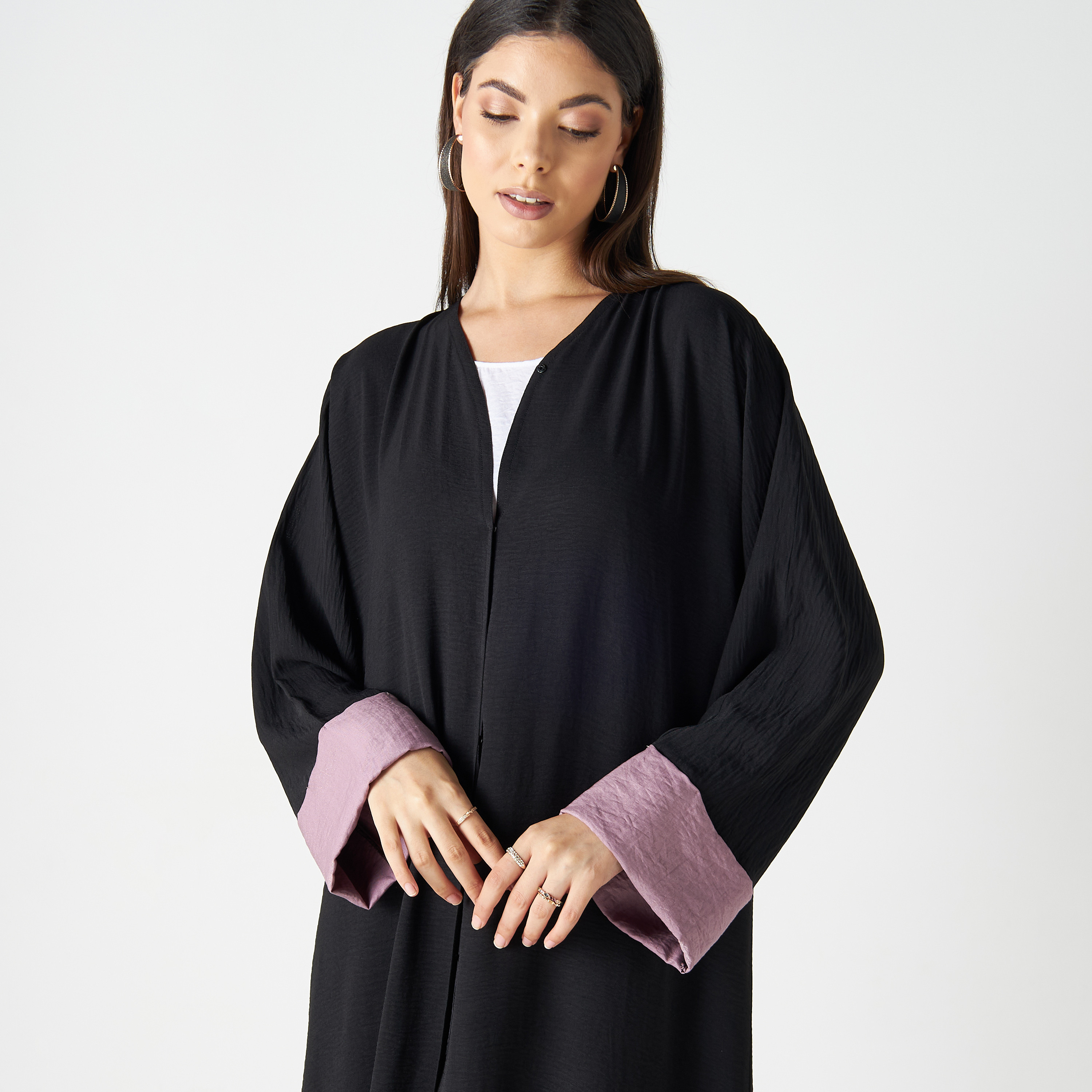 عباية سادة مع حجابين من مليكة - طقم 3 قطع-women-arabicclothing-abayas-image-5