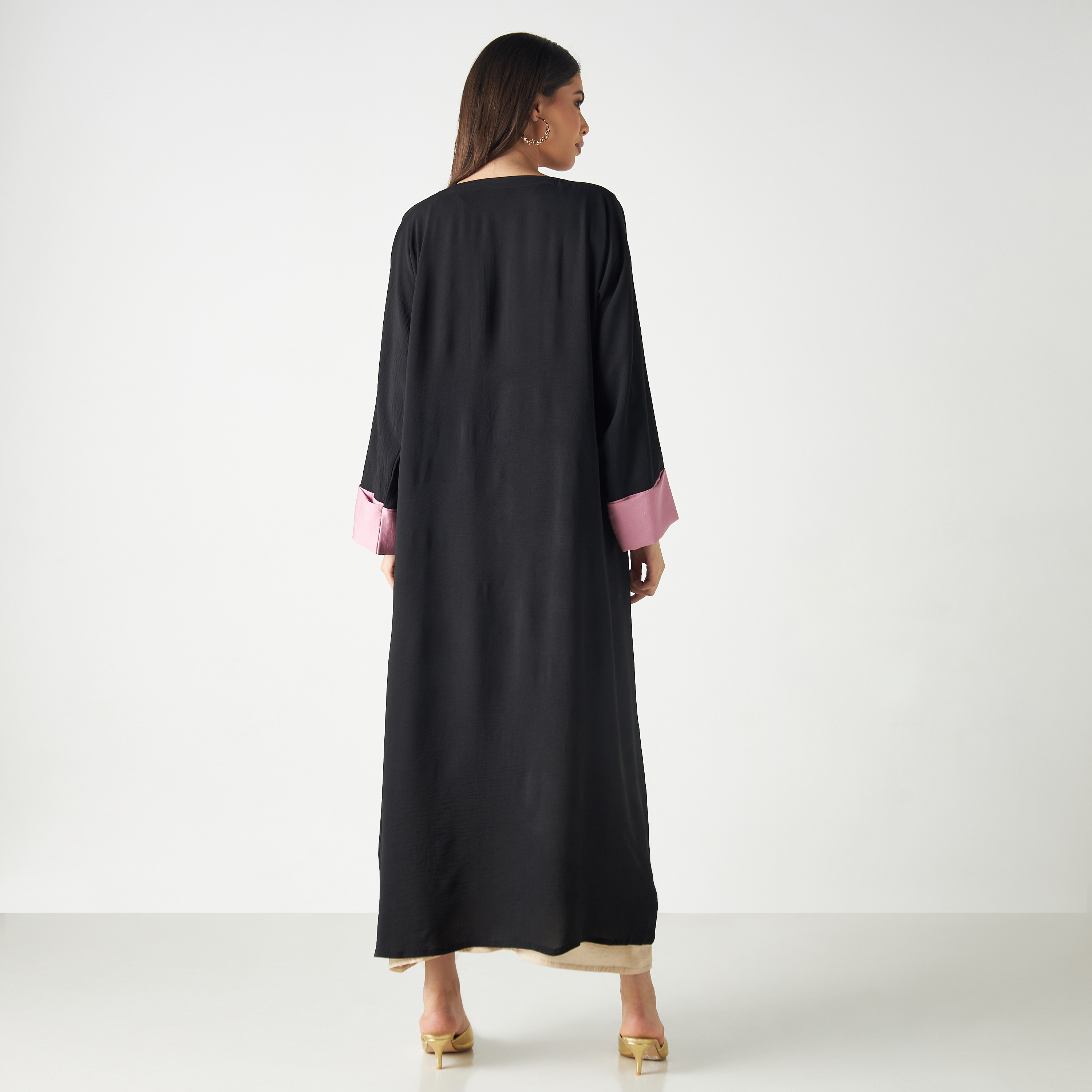 Set of 3 - Malikah Solid Abaya with 2 Hijabs-women-arabicclothing-abayas-image-6