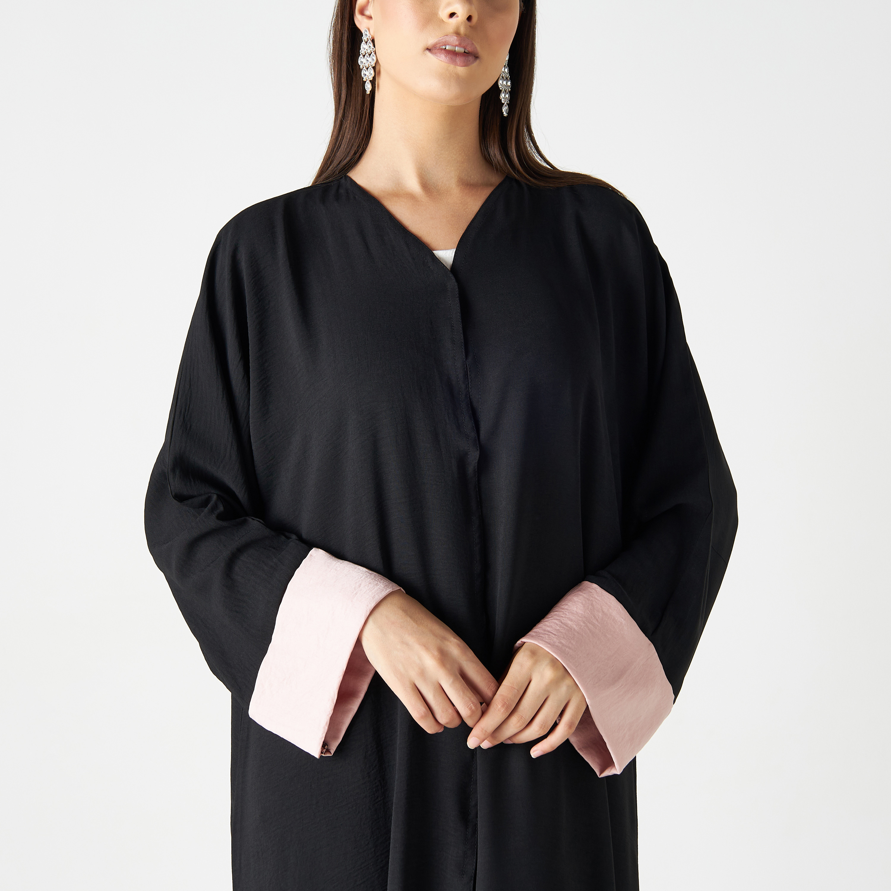 Set of 3 - Malikah Solid Abaya with 2 Hijabs-women-arabicclothing-abayas-image-5