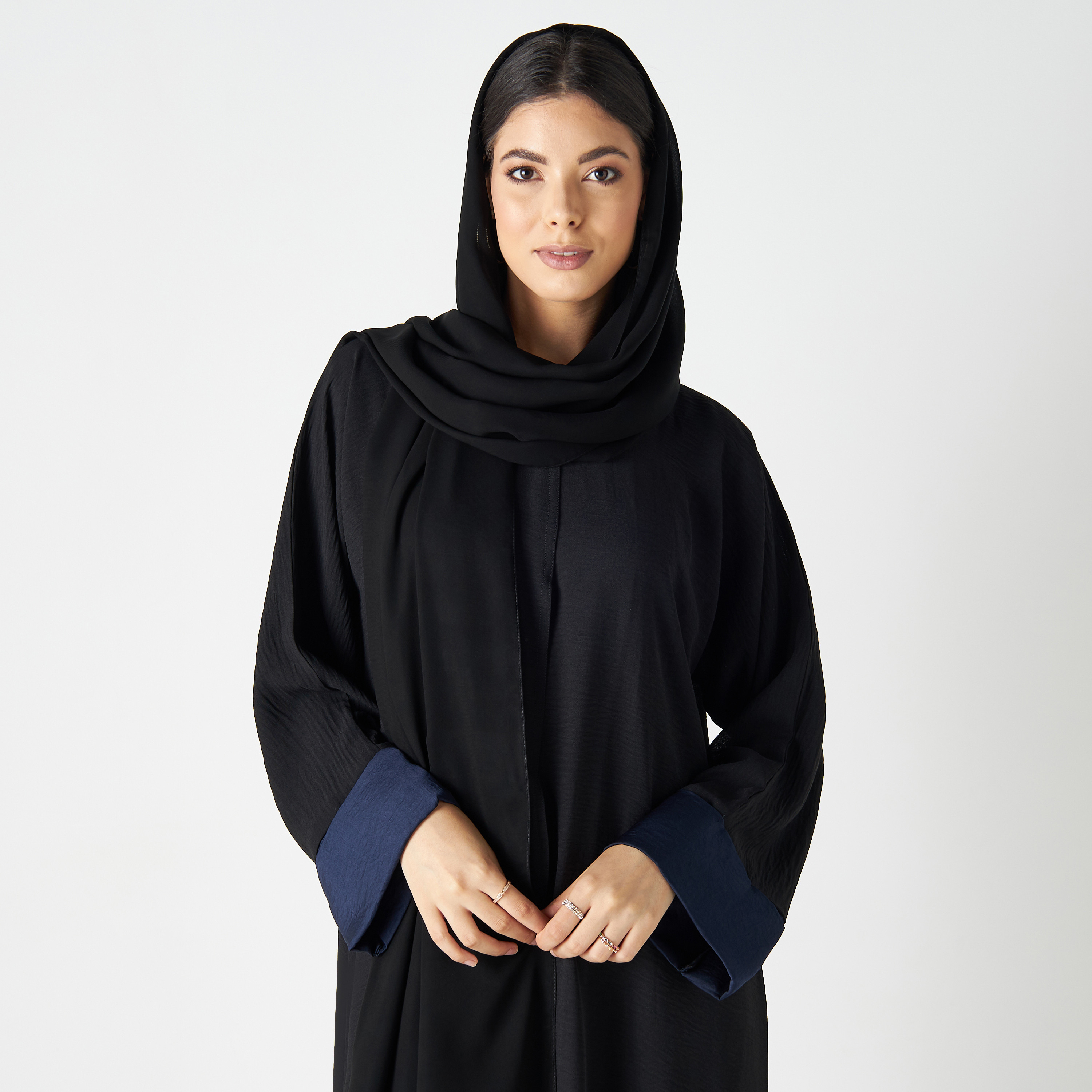 Set of 3 - Malikah Solid Abaya with 2 Hijabs-women-arabicclothing-abayas-image-3